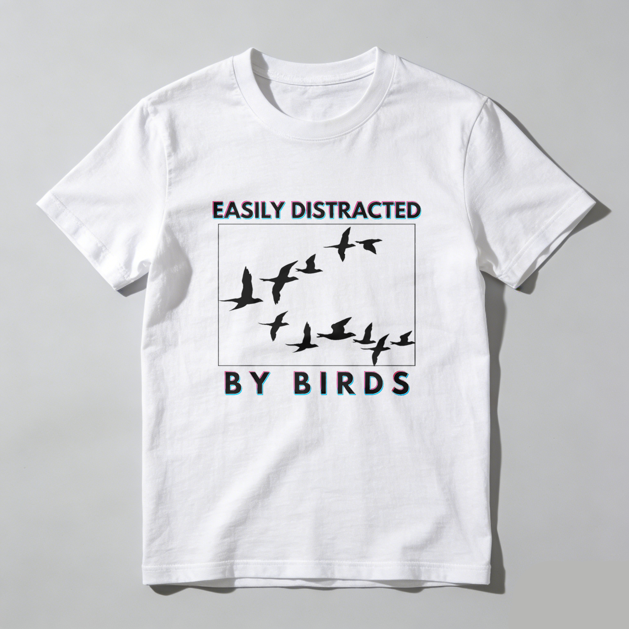 Dorawear Easily Distracted By Birds Pure Cotton Short Sleeve T Shirt