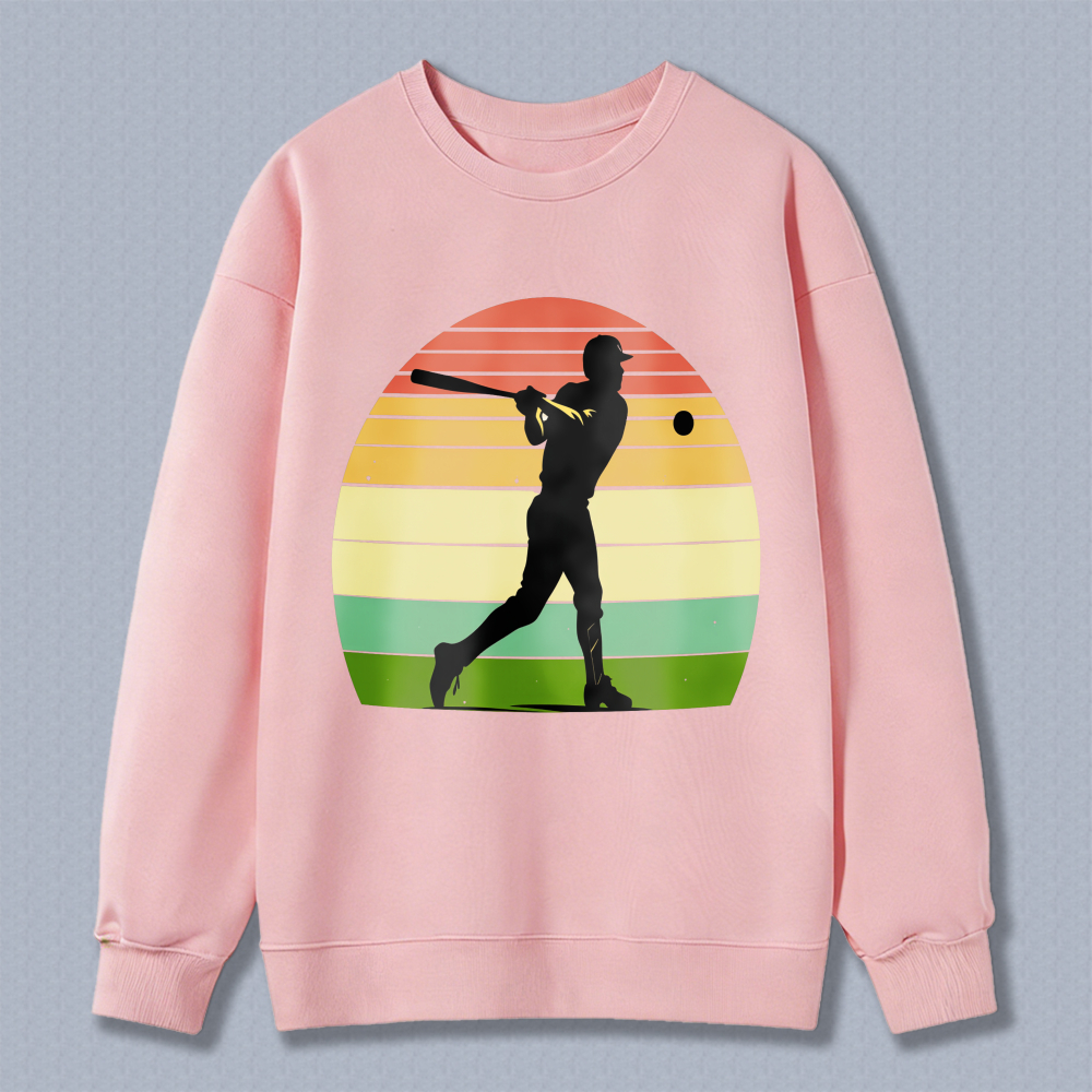 Dorawear™ Baseball Player Silhouette Sunset Gradient Design Unisex Classic Sweatshirt