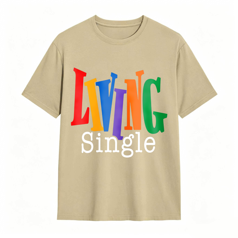 Living Single Bright Colored Lettering Graphic Cotton T-Shirt