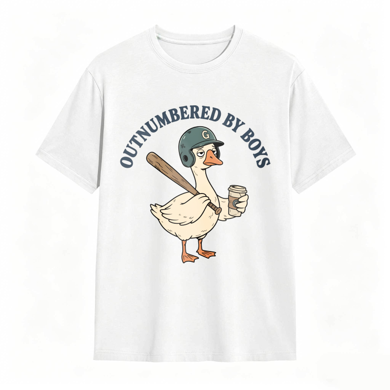 Dorawear™Duck Holding Baseball Bat And Coffee Cup Outnumbered By Boys Unisex Classic T-shirt