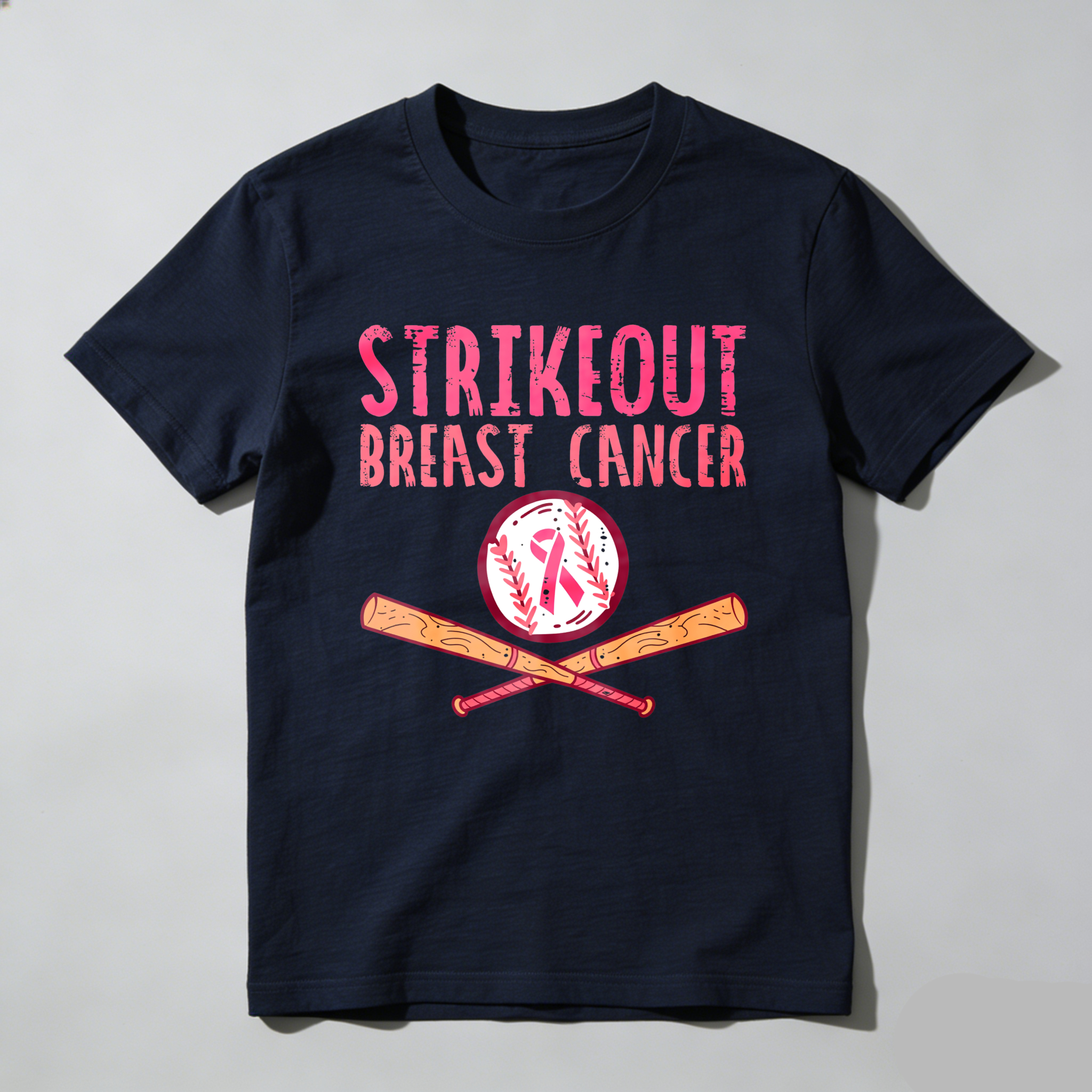 Dorawear™ Strikeout Breast Cancer With Baseball And Bats  T Shirt-Dorawear