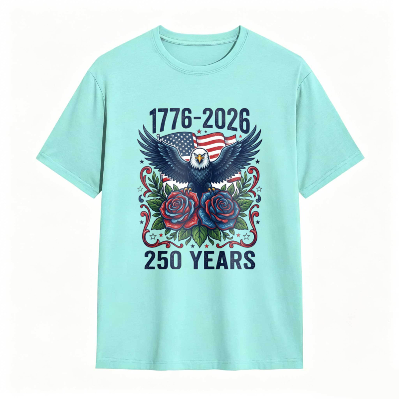 American Eagle With Roses And Flag 1776 2026 250 Years T-shirt