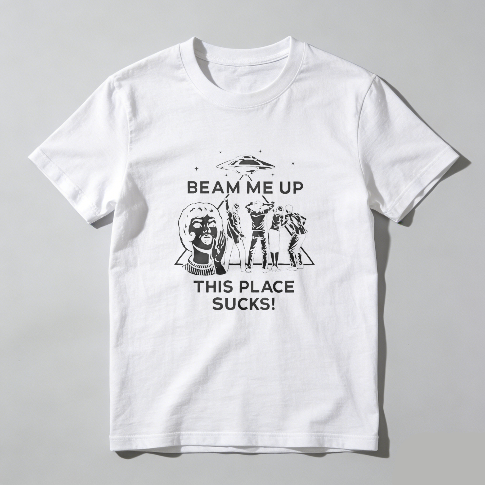 Dorawear™ Beam Me Up This Place Sucks Pure Cotton Short Sleeve T Shirt-Dorawear