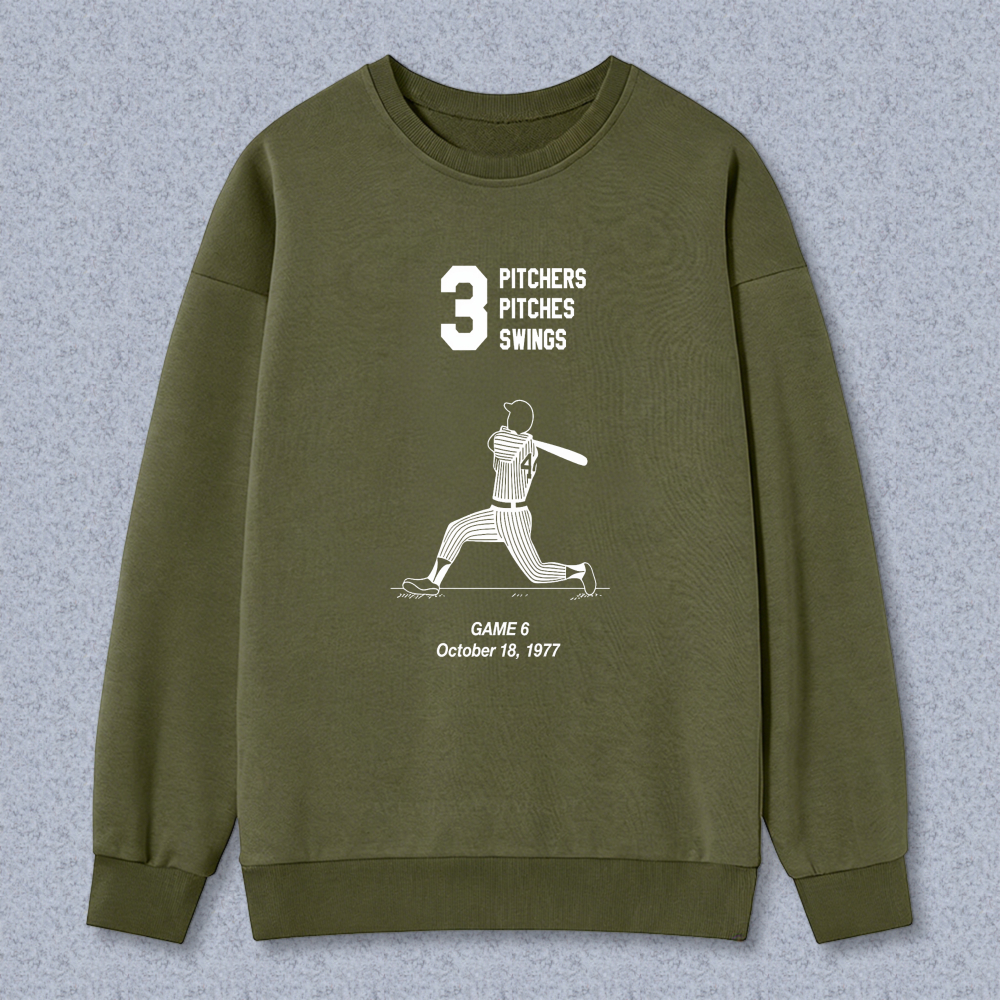 Dorawear™ Baseball Pitcher Graphic With Number Three And Text Pitchers Pitches Swings Game 6 October 18 1977 Unisex Classic Sweatshirt-Dorawear