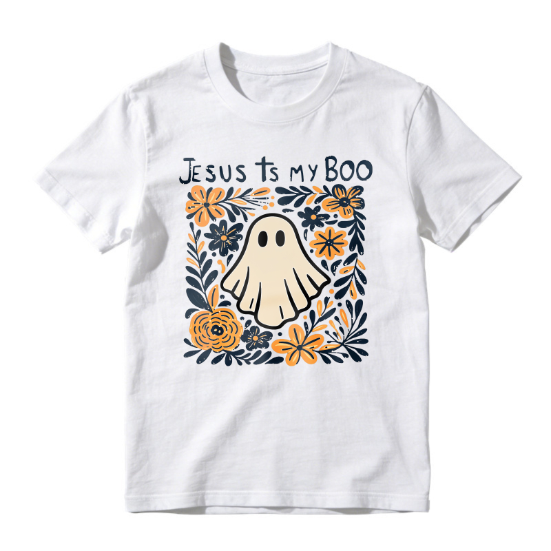 Jesus Is My Boo Ghost And Floral Pattern, Unisex Classic T-shirt