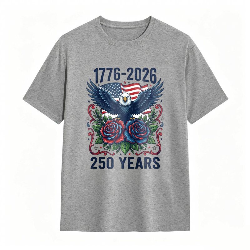 American Eagle With Roses And Flag 1776 2026 250 Years T-shirt