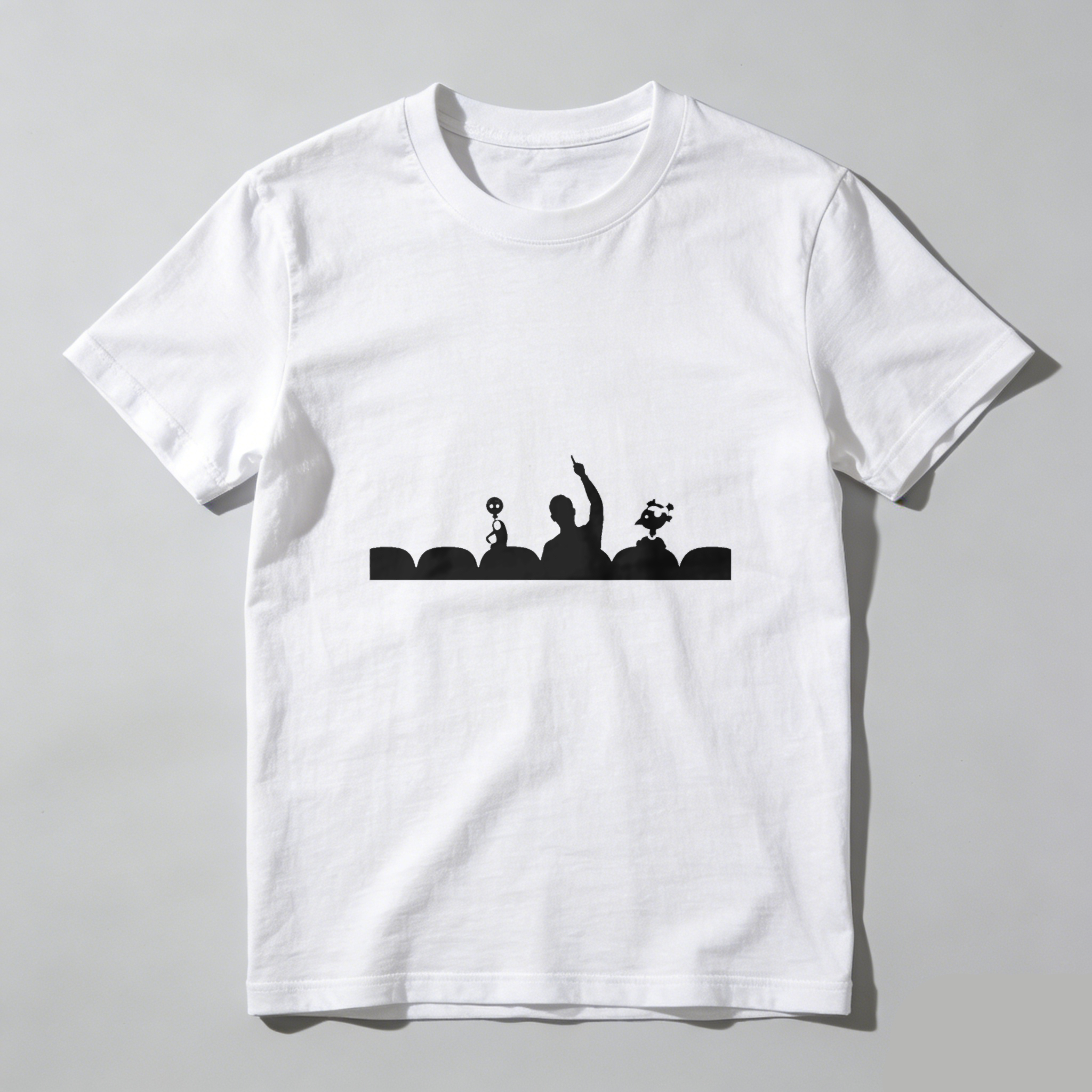 Dorawear™ Dancing Silhouettes White Print Pure Cotton Short Sleeve T Shirt-Dorawear
