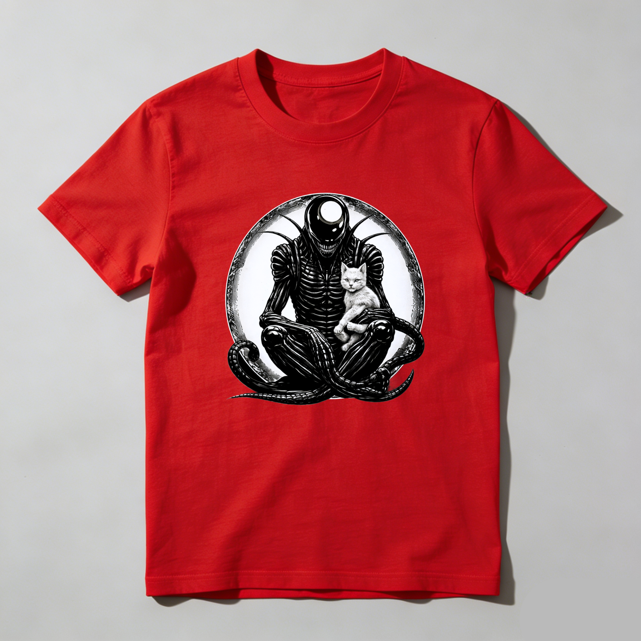 Dorawear™ Alien Cat Meditation Pure Cotton Short Sleeve T Shirt-Dorawear