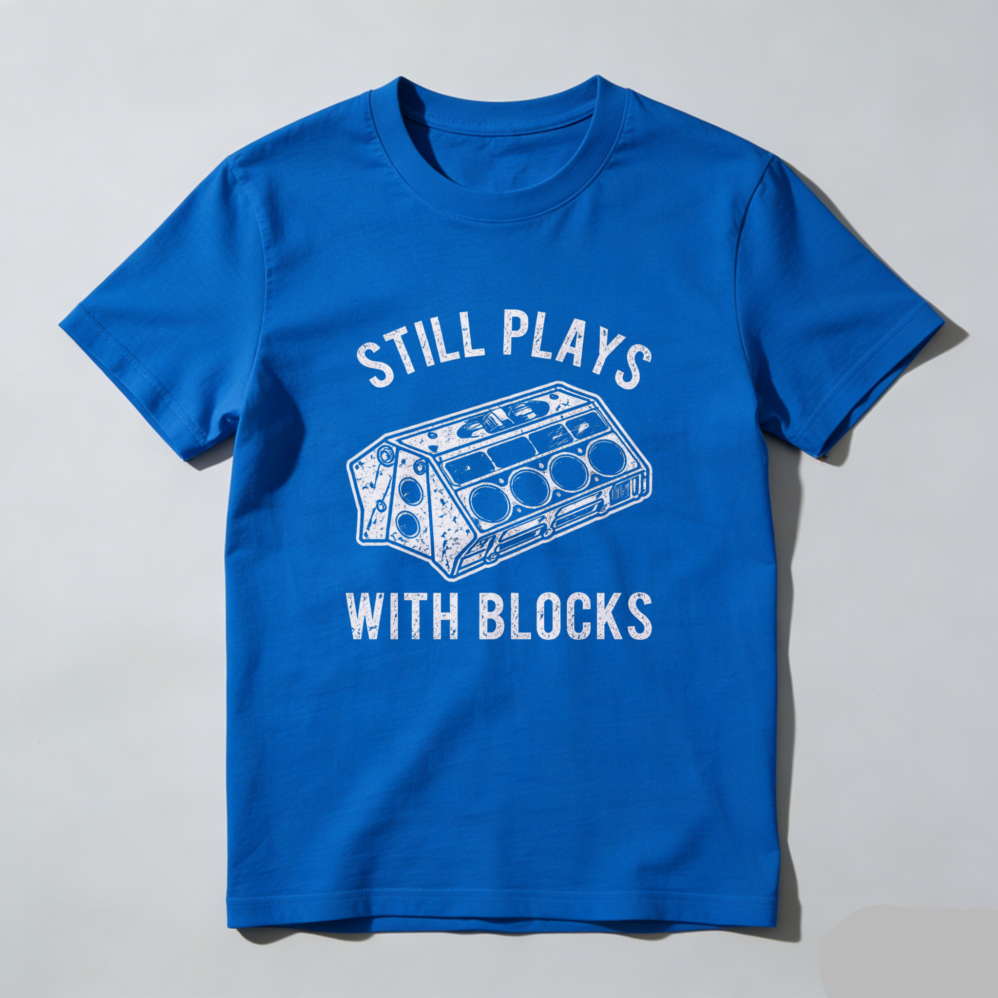 Dorawear™ Still Plays With Blocks Engine Print Pure Cotton Short Sleeve T-Shirt-Dorawear