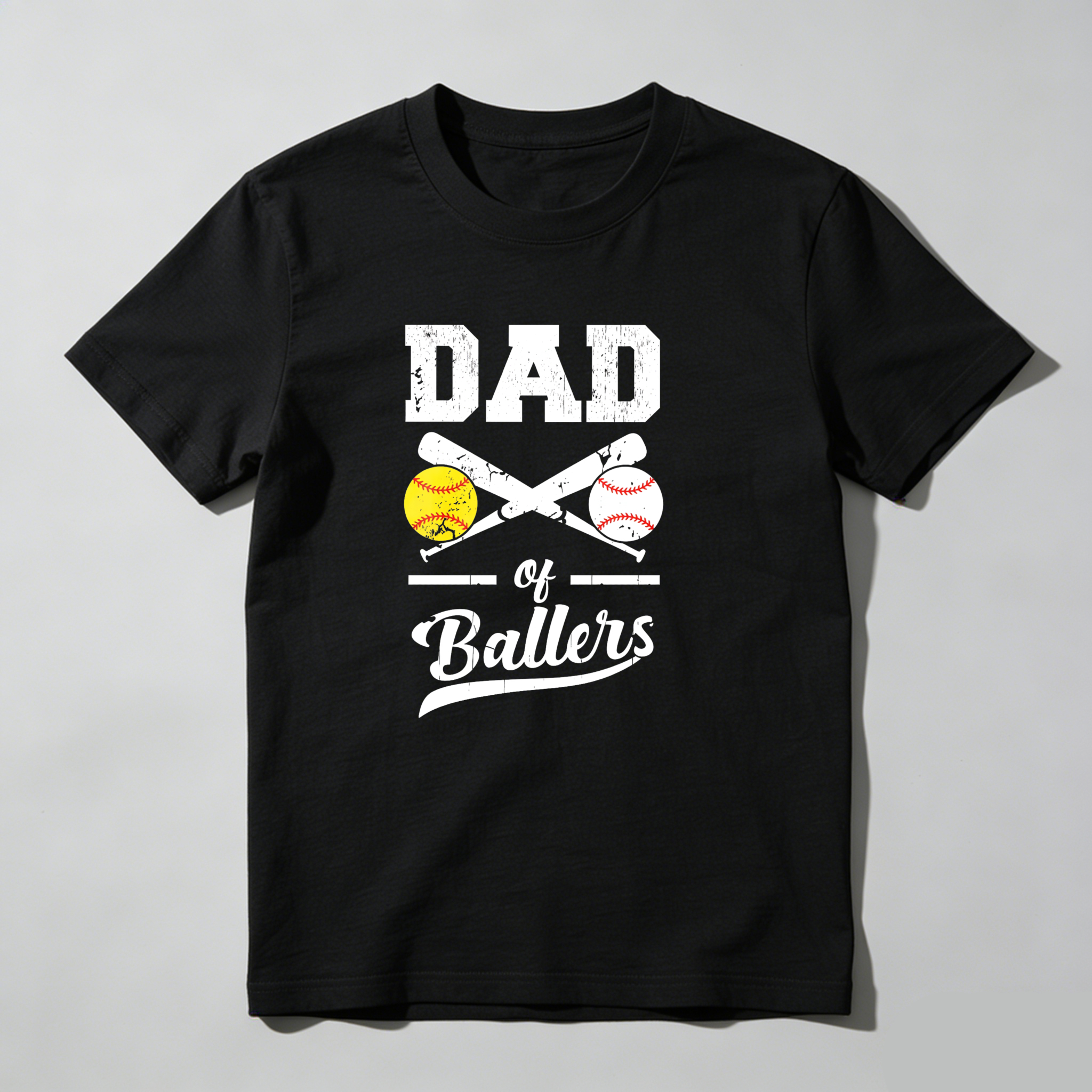 Dorawear™ Dad Of Ballers With Baseball And Softball  T Shirt-Dorawear