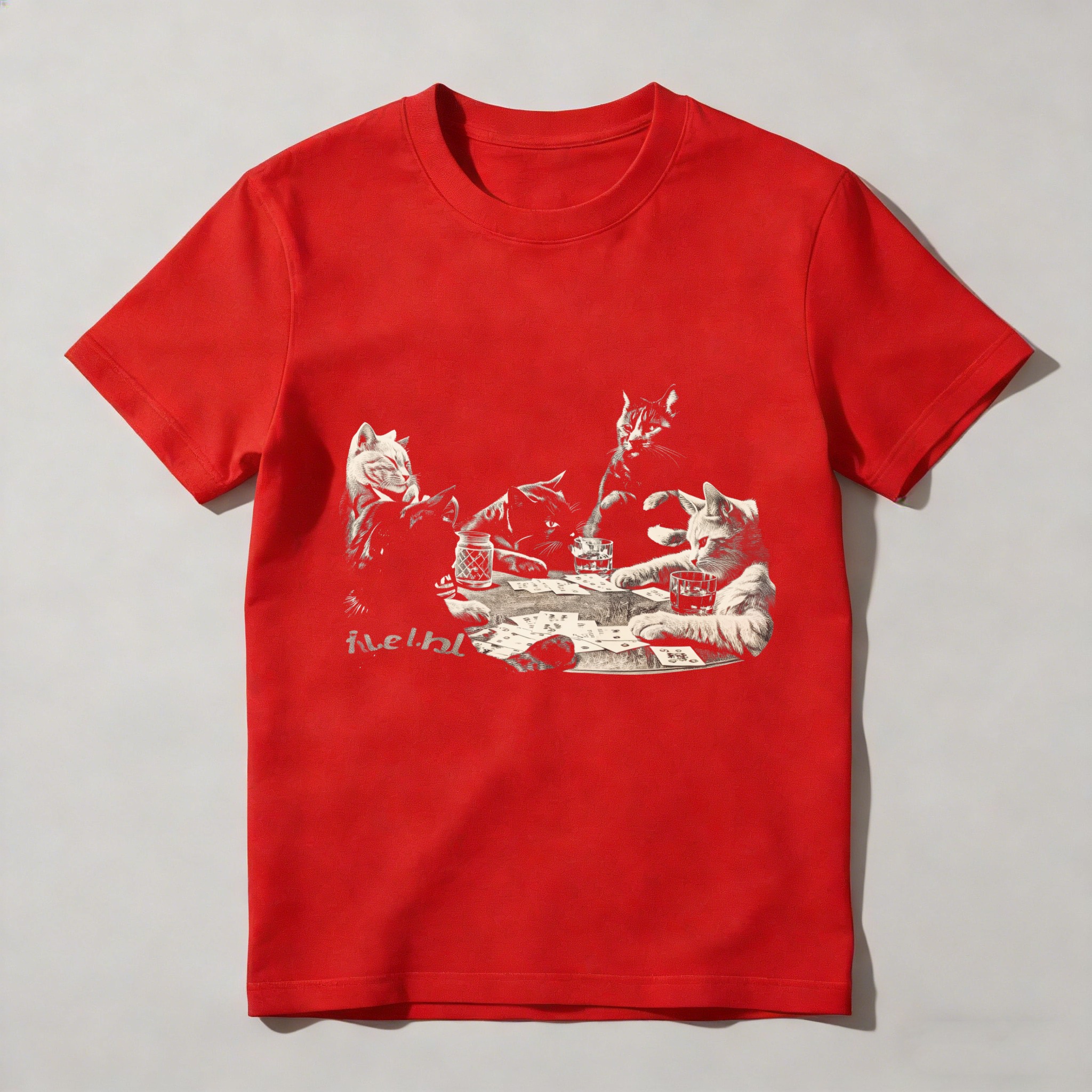 Dorawear™ Cats Playing Cards With Wine And Cheese T Shirt