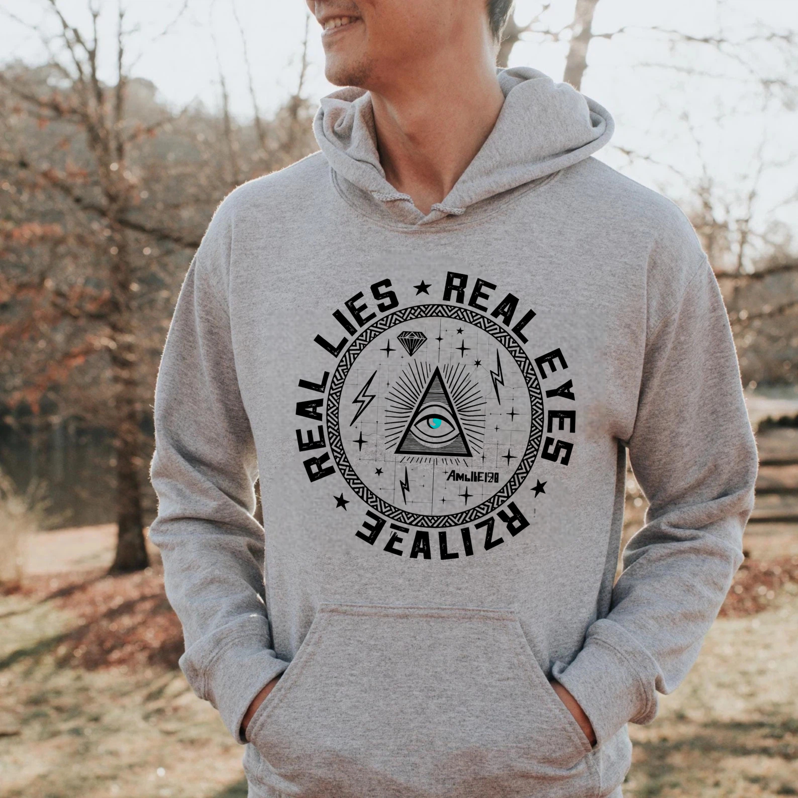 Dorawear™ Real Lies Real Eyes All Seeing Eye Hoodie Spiritual Symbolic Design Black Sweatshirt Men Women Fashion Statement Apparel-Dorawear