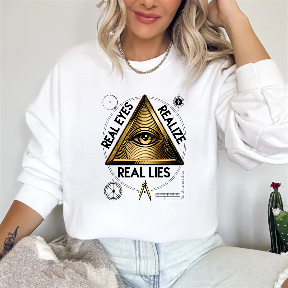 Dorawear™ All Seeing Eye Pyramid Real Eyes Realize Real Lies Symbol Unisex Classic Sweatshirt
