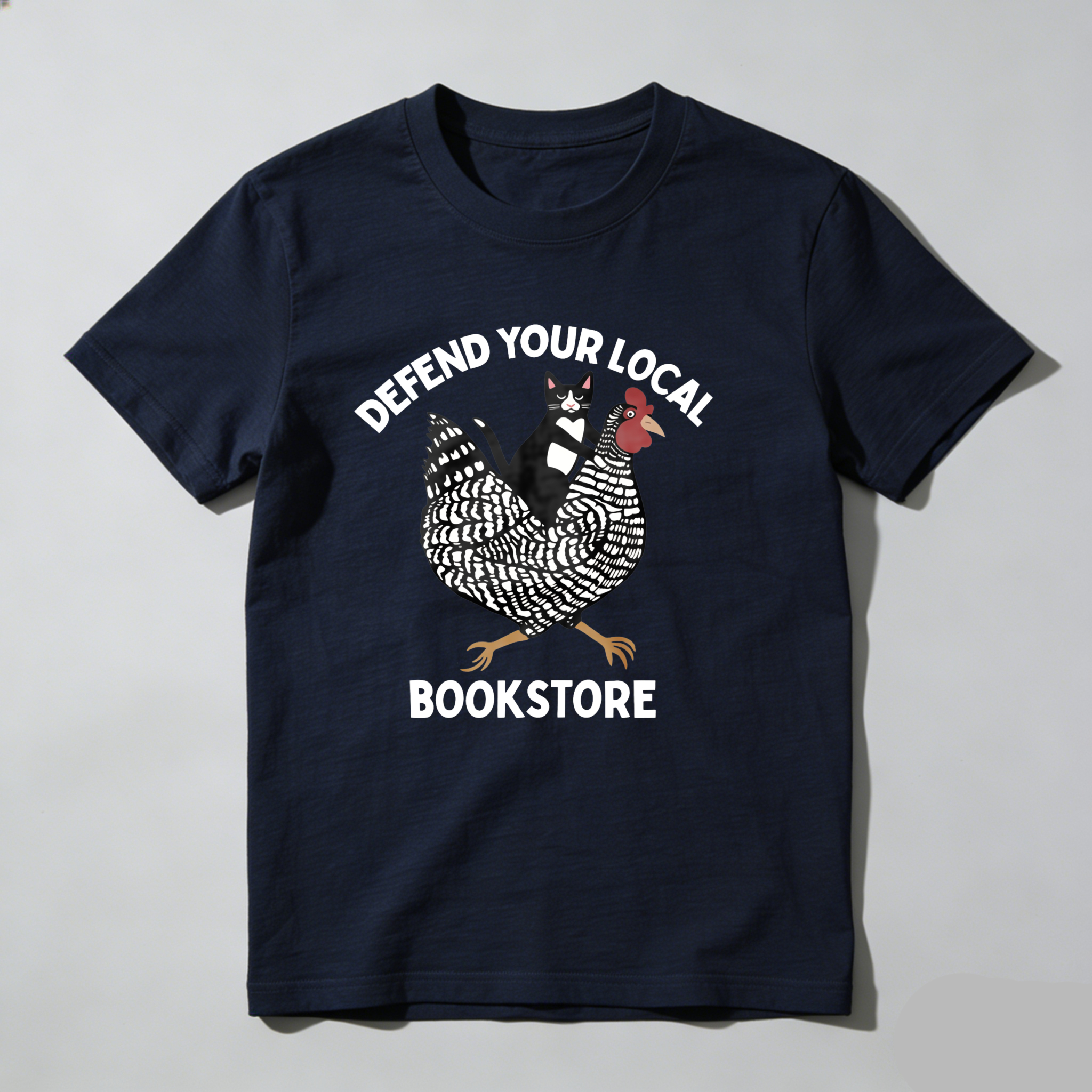 Dorawear™ Defend Your Local Bookstore Chicken Pattern T Shirt