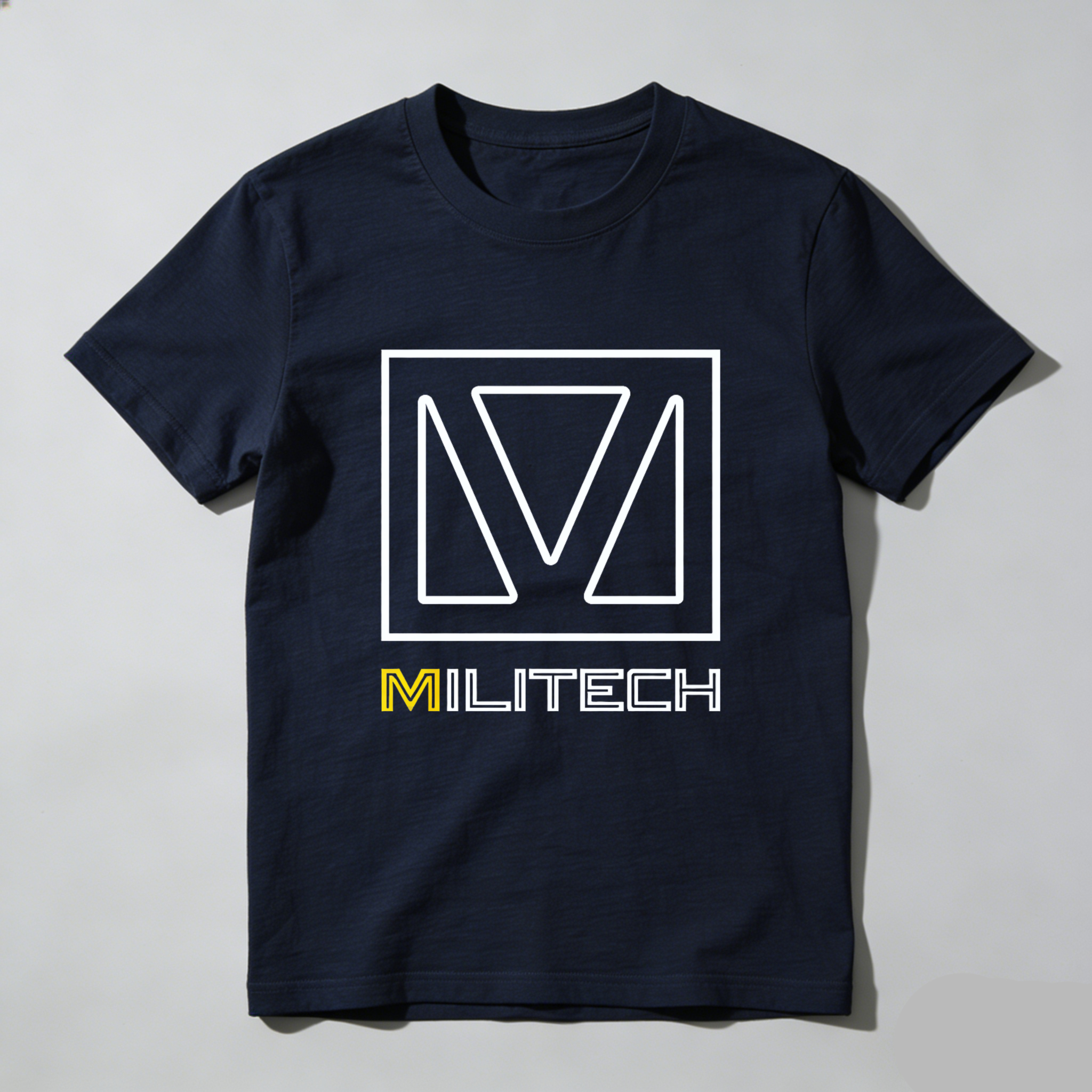 Dorawear™ Militech Logo Design White And Yellow Print Pure Cotton Short Sleeve T Shirt-Dorawear