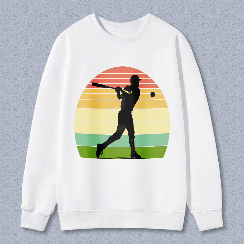 Dorawear™ Baseball Player Silhouette Sunset Gradient Design Unisex Classic Sweatshirt