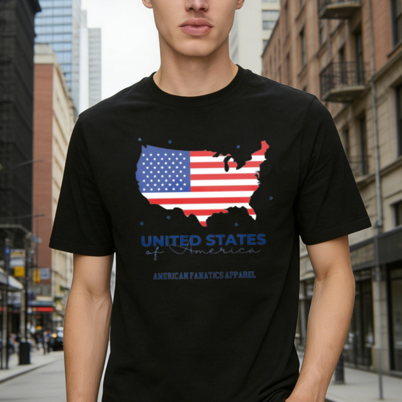 United States Map With American Flag Design T-shirt