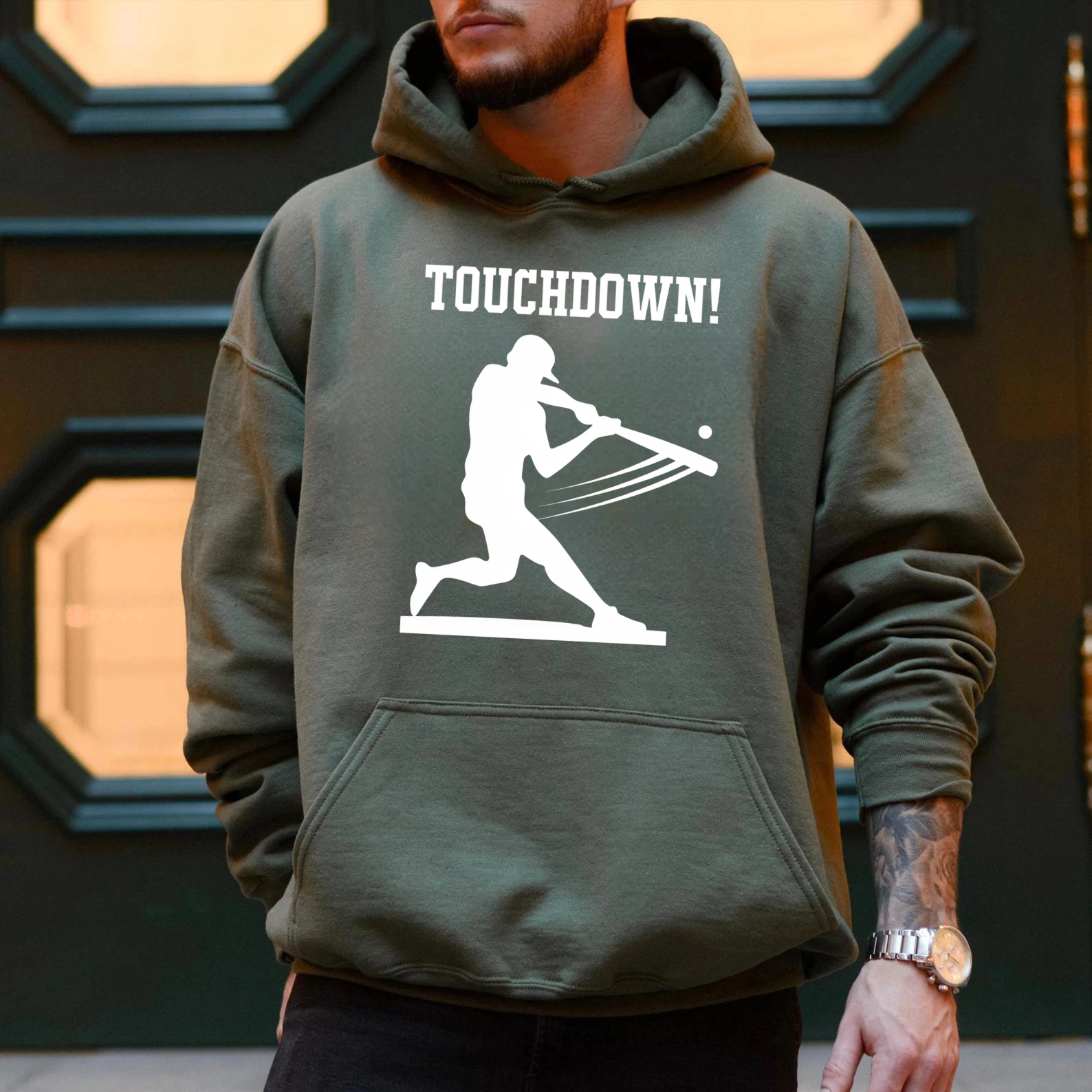 Dorawear™ Touchdown Lacrosse Player Silhouette Hoodie Sport Fan Gift Sweatshirt