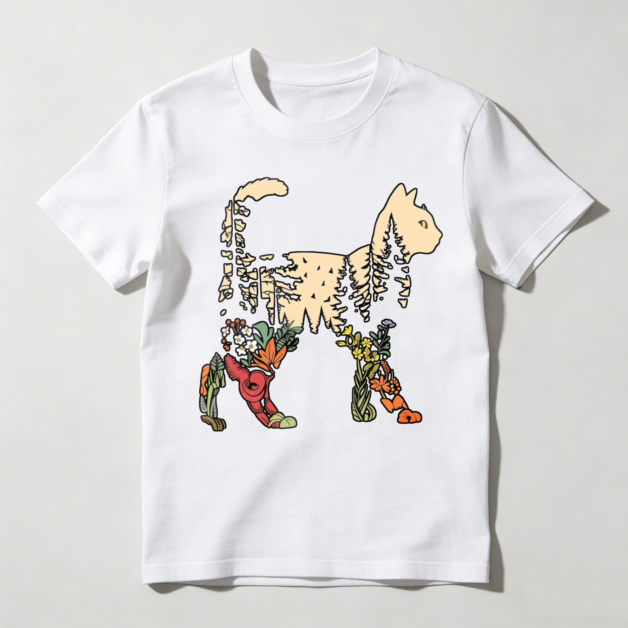 Dorawear™ Cat Forest Flowers Pattern Art Design T Shirt