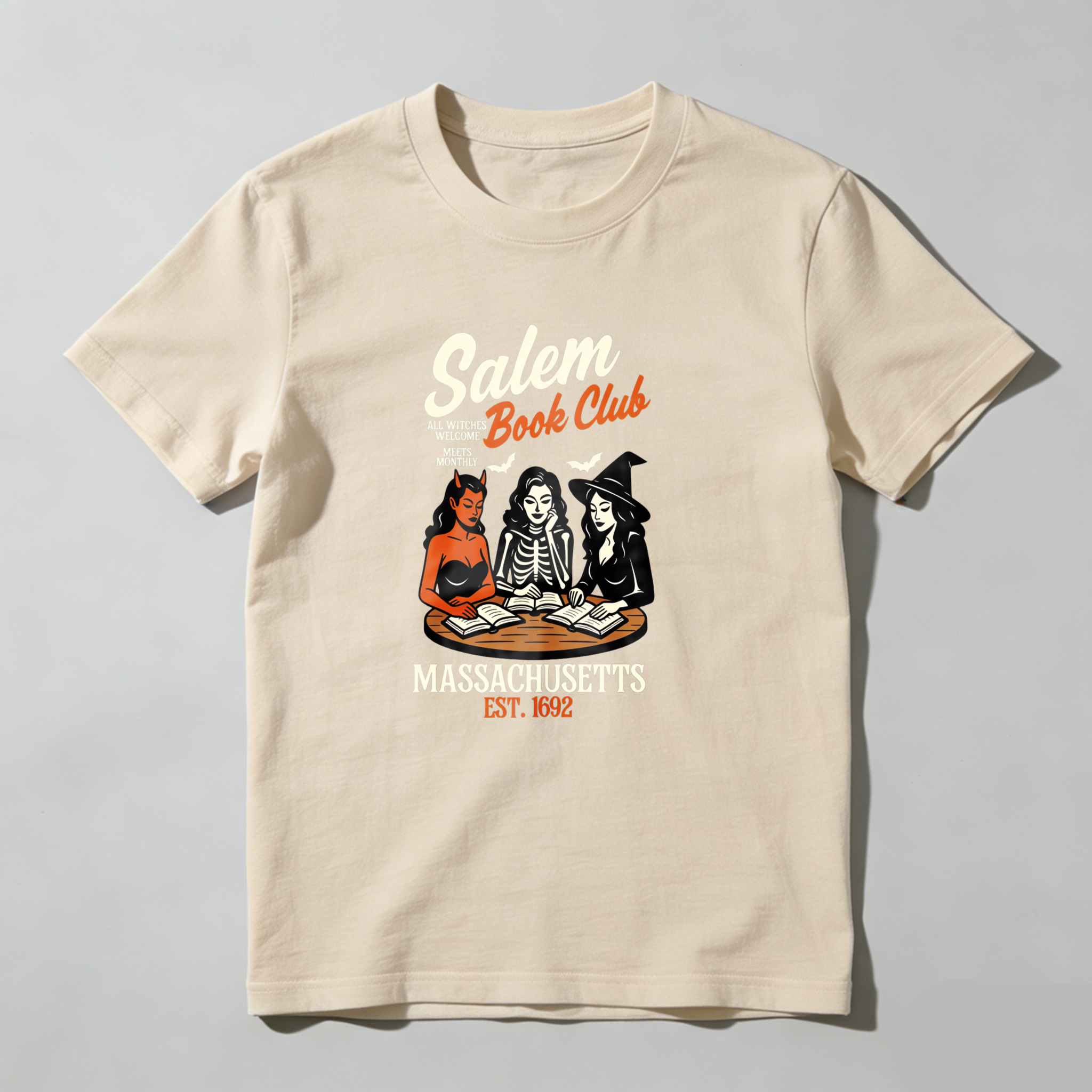 Dorawear™ Salem Book Club Witches Reading Books Massachusetts Est 1692 T Shirt