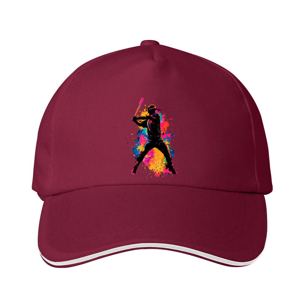 Dorawear™ Baseball Cap Cricket Player Silhouette With Color Splash Design Sports And Outdoor Activities