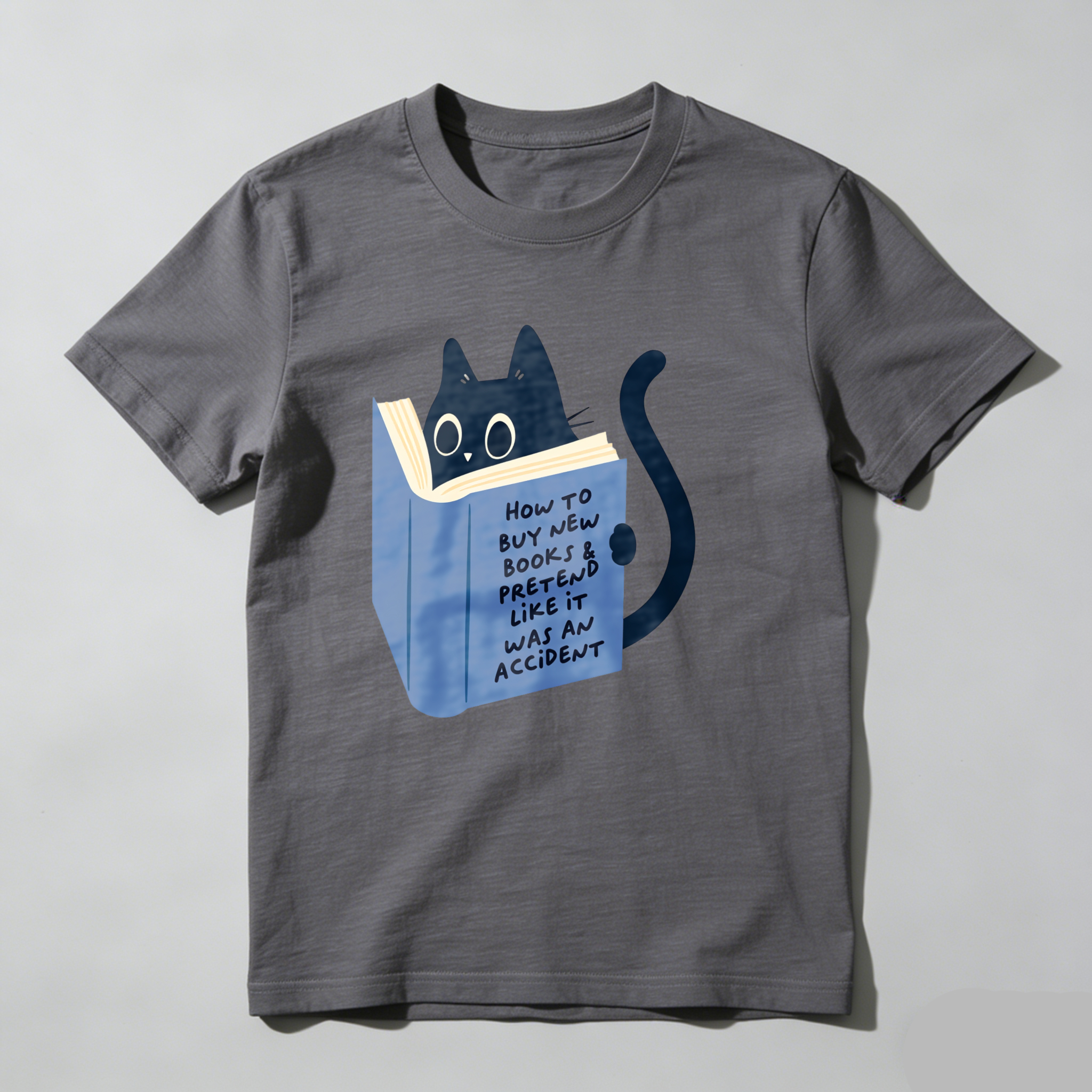 Dorawear Cat Reading Book With Text On Cover T Shirt