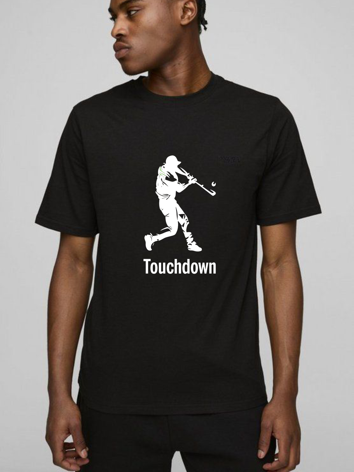 Dorawear™ Cricket Player Batting Silhouette Touchdown Text  T Shirt