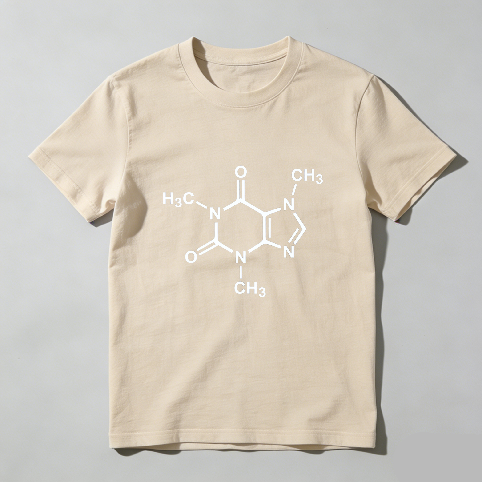 Dorawear™ Caffeine Molecule Design Pure Cotton Short Sleeve T Shirt-Dorawear