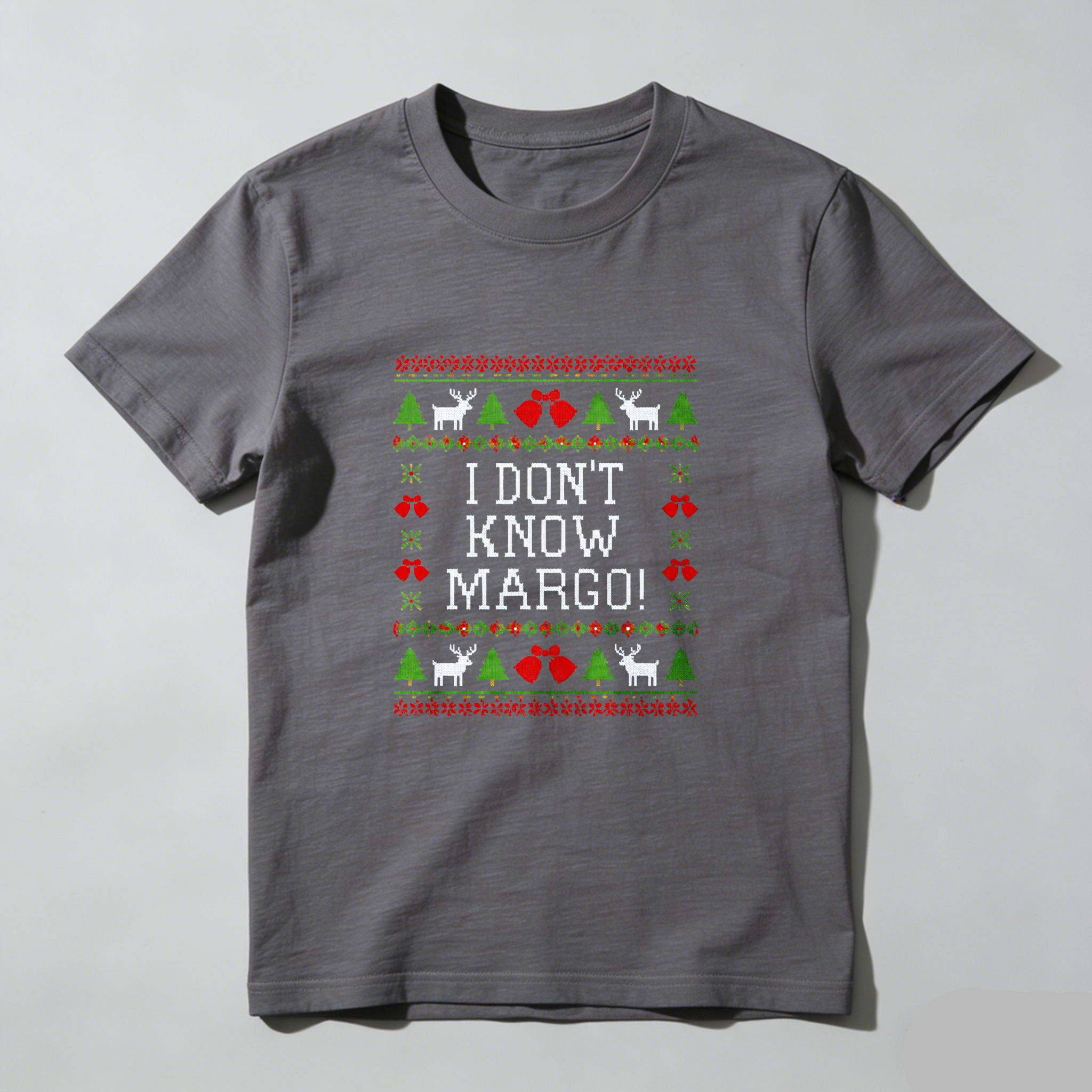 Dorawear™ I Don't Know Margo Christmas Pattern Pure Cotton Short Sleeve T Shirt-Dorawear
