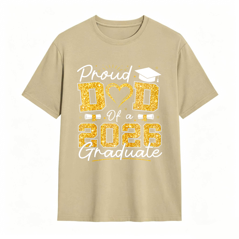 Dorawear™ Proud Dad Of A 2026 Graduate Graduation Cap Heart And Bow Tie Design Unisex Classic T-shirt