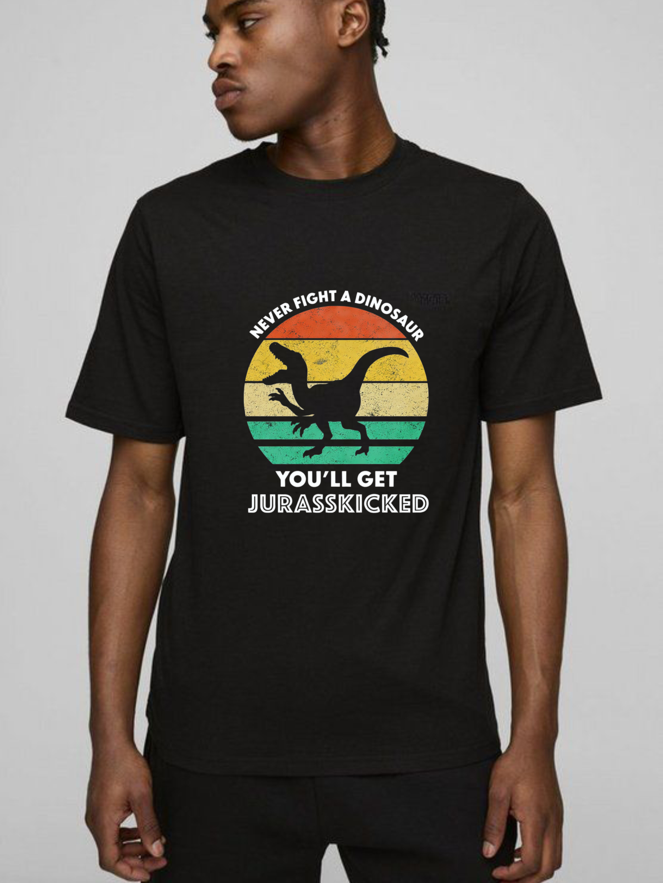 Dorawear™ Never Fight A Dinosaur Youll Get Jurasskicked Pure Cotton Short Sleeve T Shirt-Dorawear
