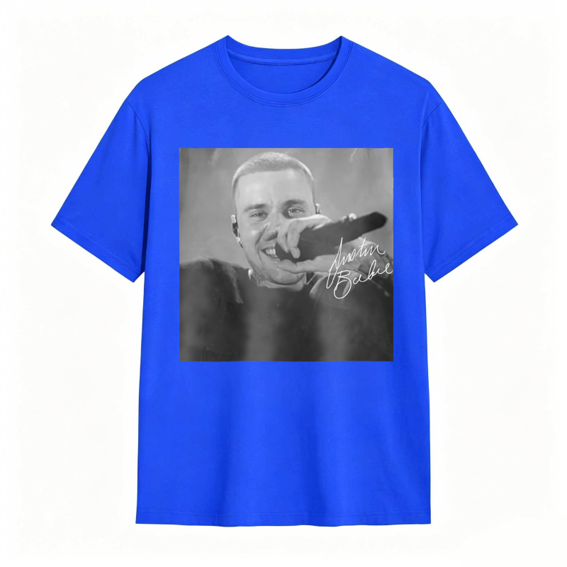Justin Bieber Singing With Microphone Signature tshirt 100% cotton