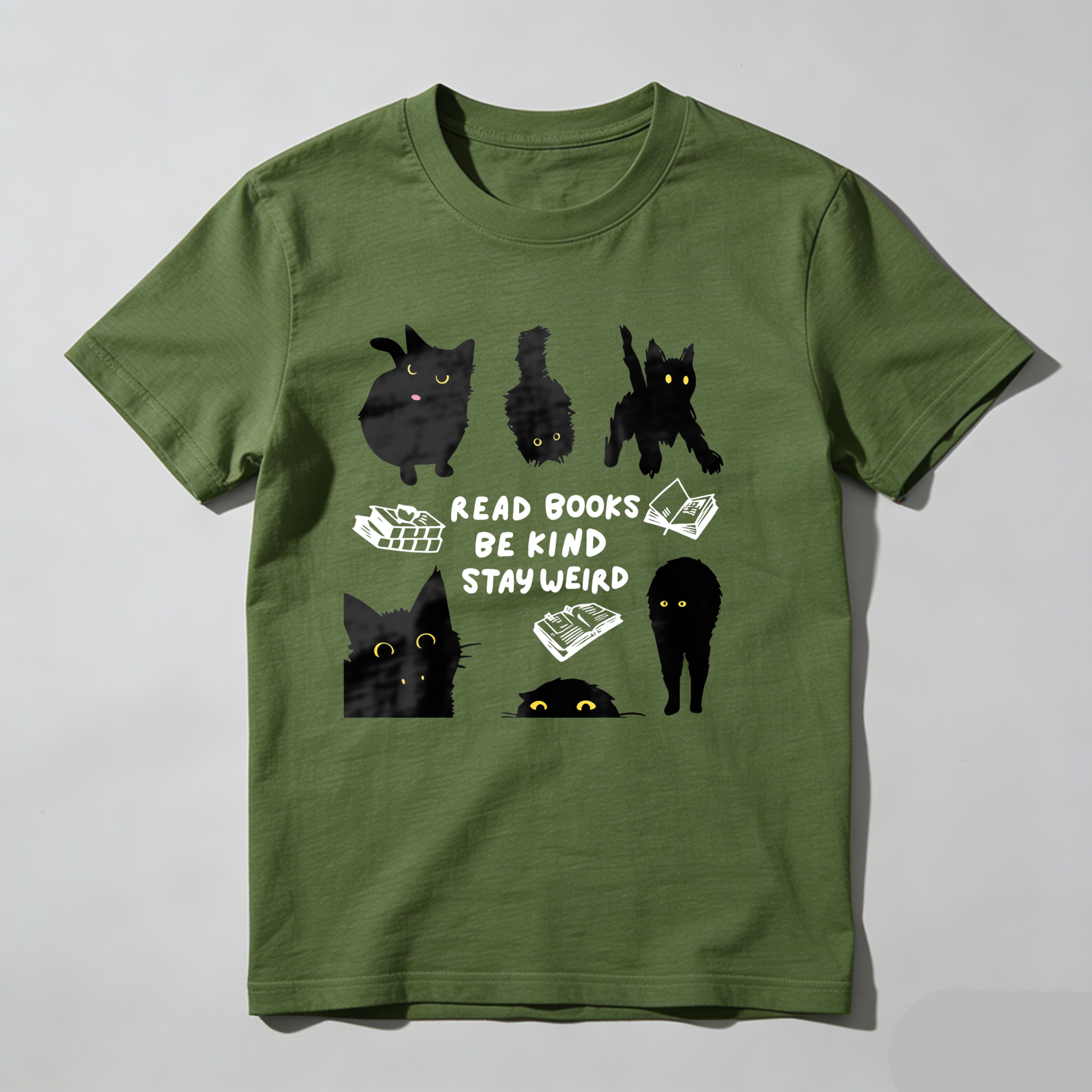 Dorawear™ Read Books Be Kind Stay Weird Cats T Shirt