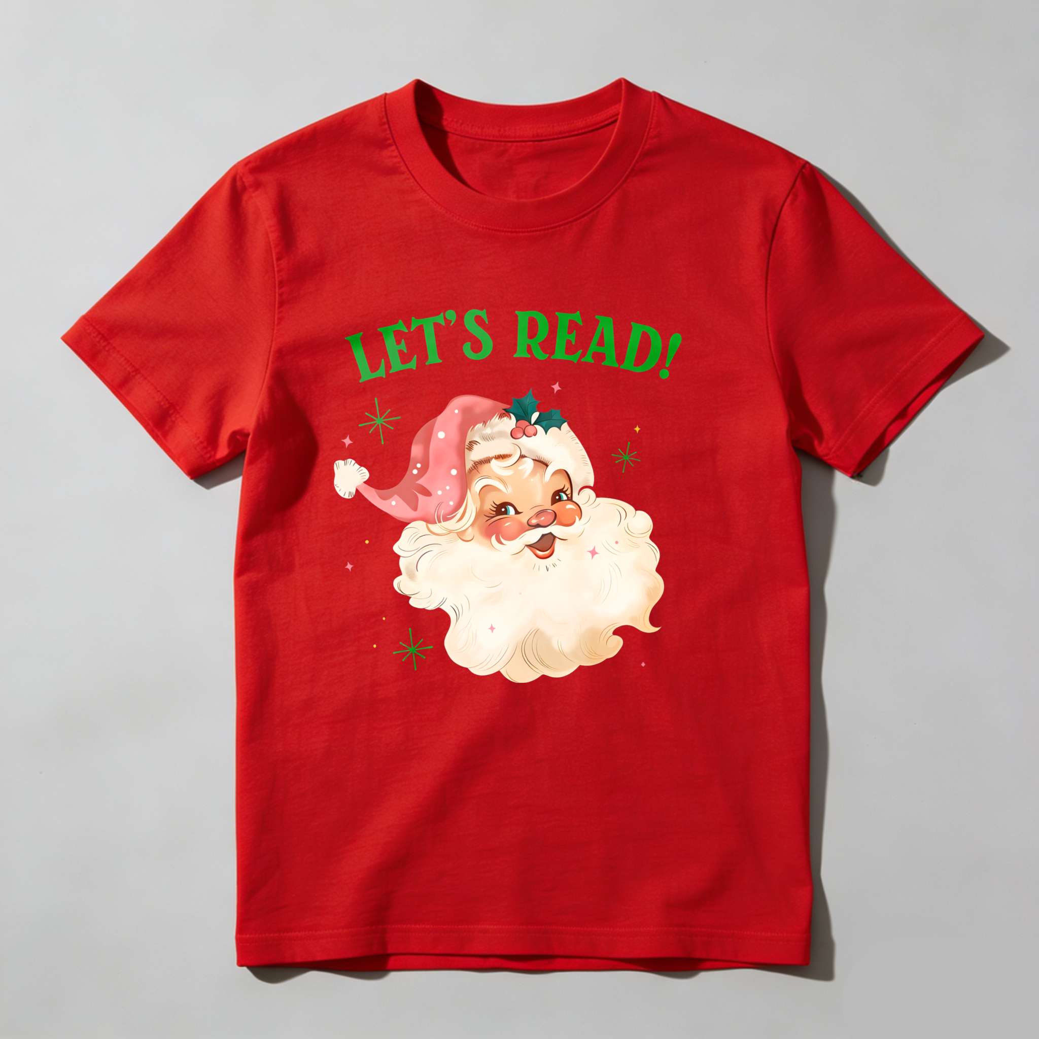 Dorawear™ Let's Read Santa With Snowflakes T Shirt