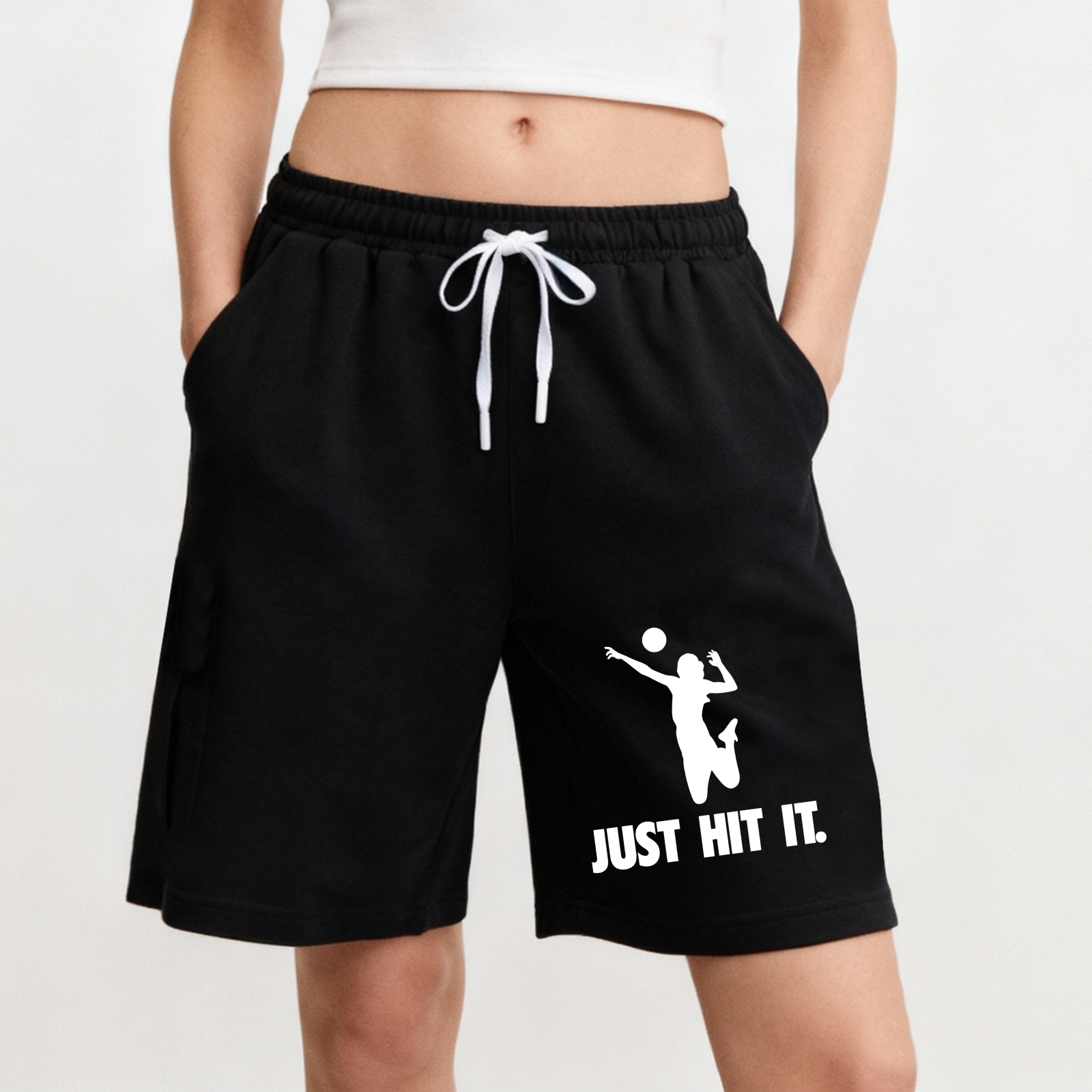 Dorawear™ Volleyball Player Silhouette Just Hit It Shorts-Dorawear