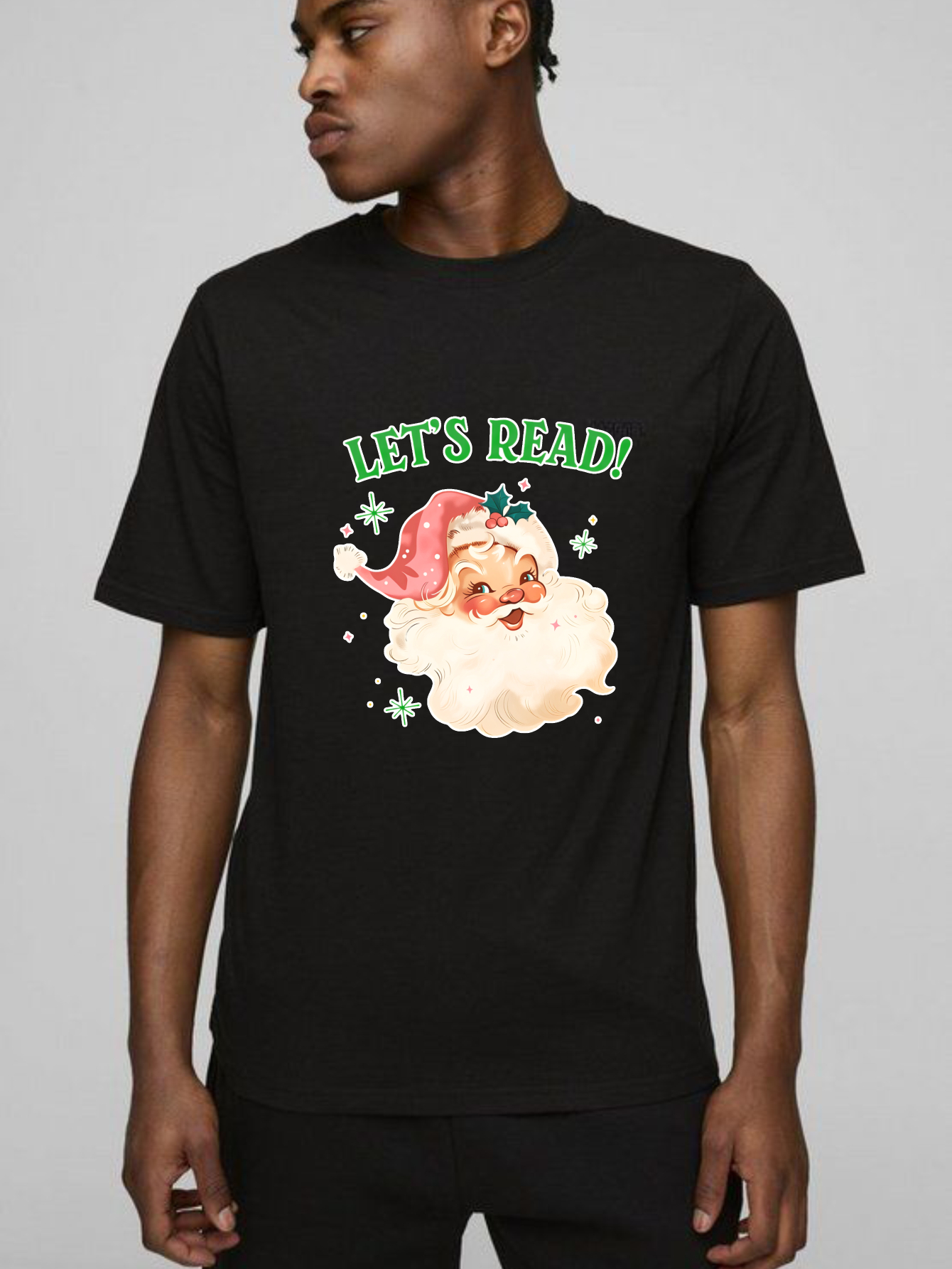 Dorawear™ Let's Read Santa With Snowflakes T Shirt