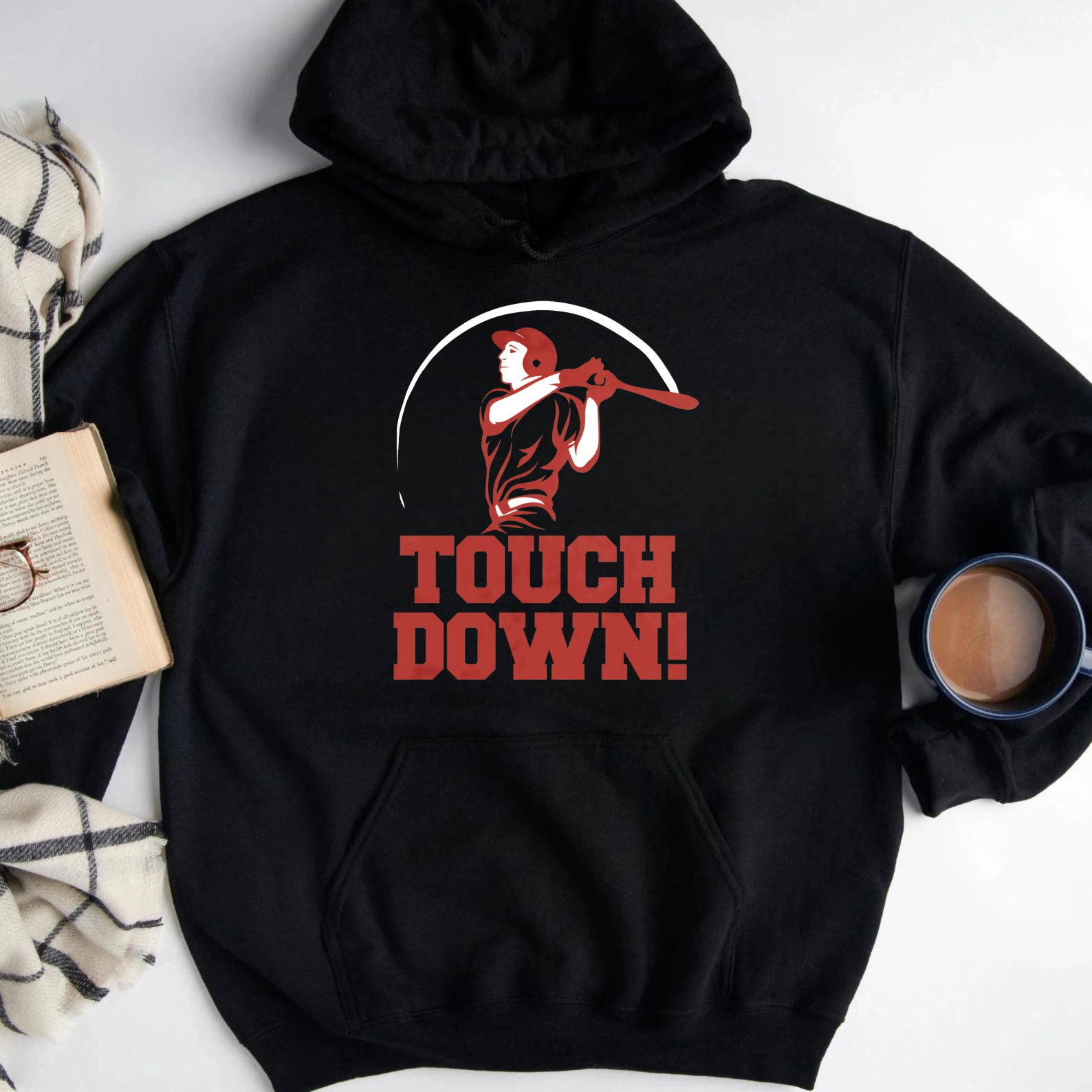 Dorawear™ Touch Down Baseball Player Hoodie Sport Design Sweatshirt Unisex Casual Wear-Dorawear