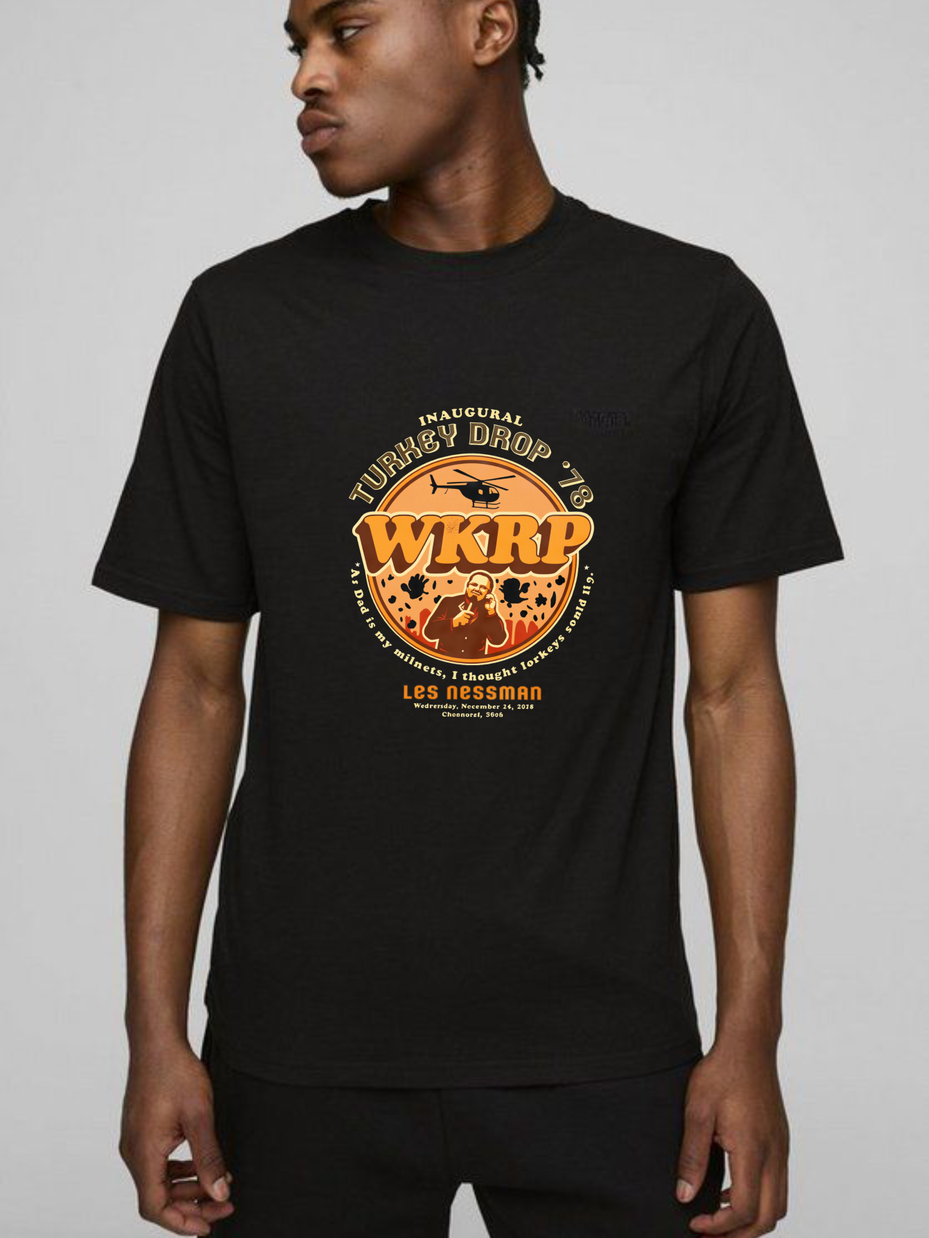 Dorawear™ Inaugural Turkey Drop 78 Wkrp Les Nessman T Shirt