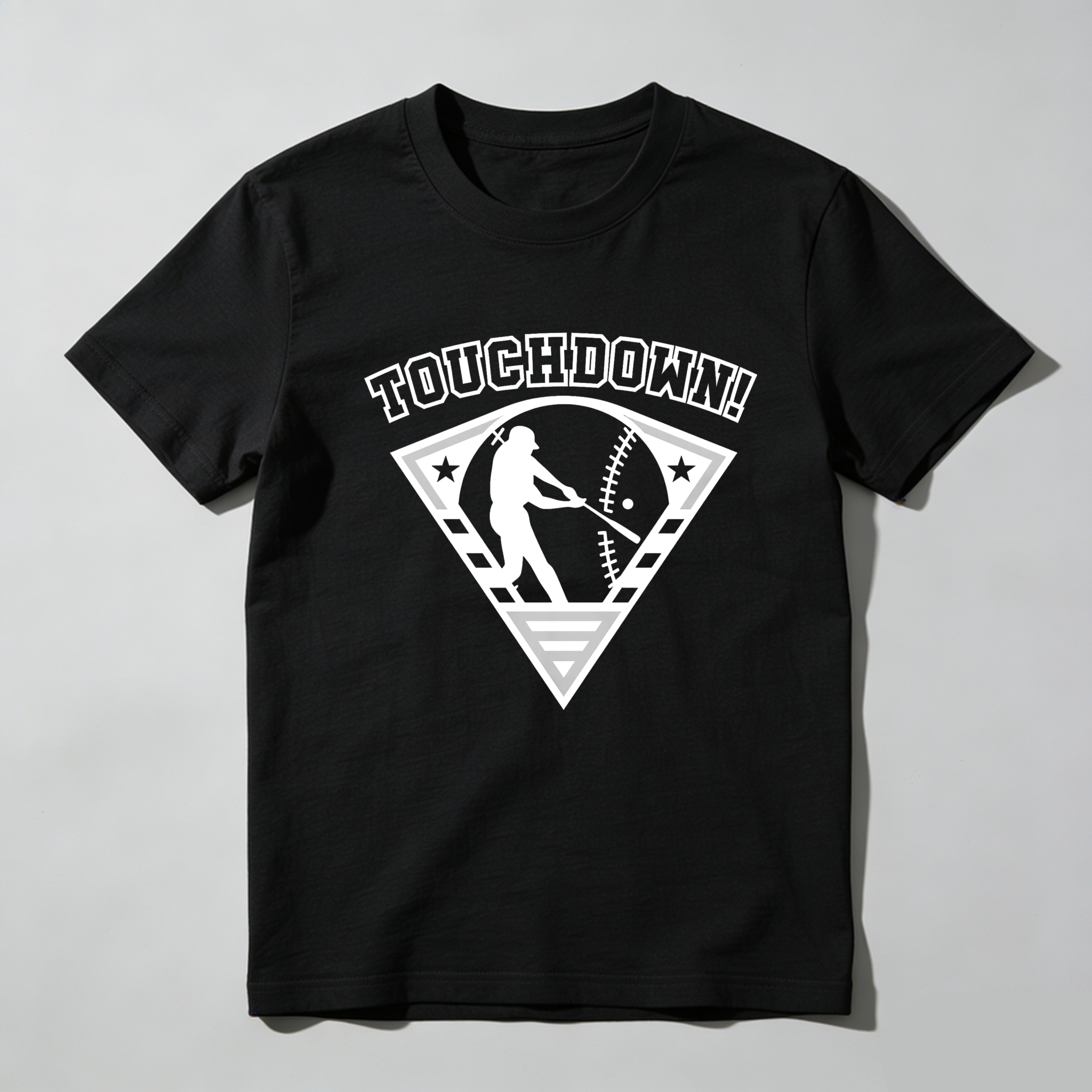 Dorawear™ Touchdown Baseball Player Bat Ball Stars Triangle  T Shirt