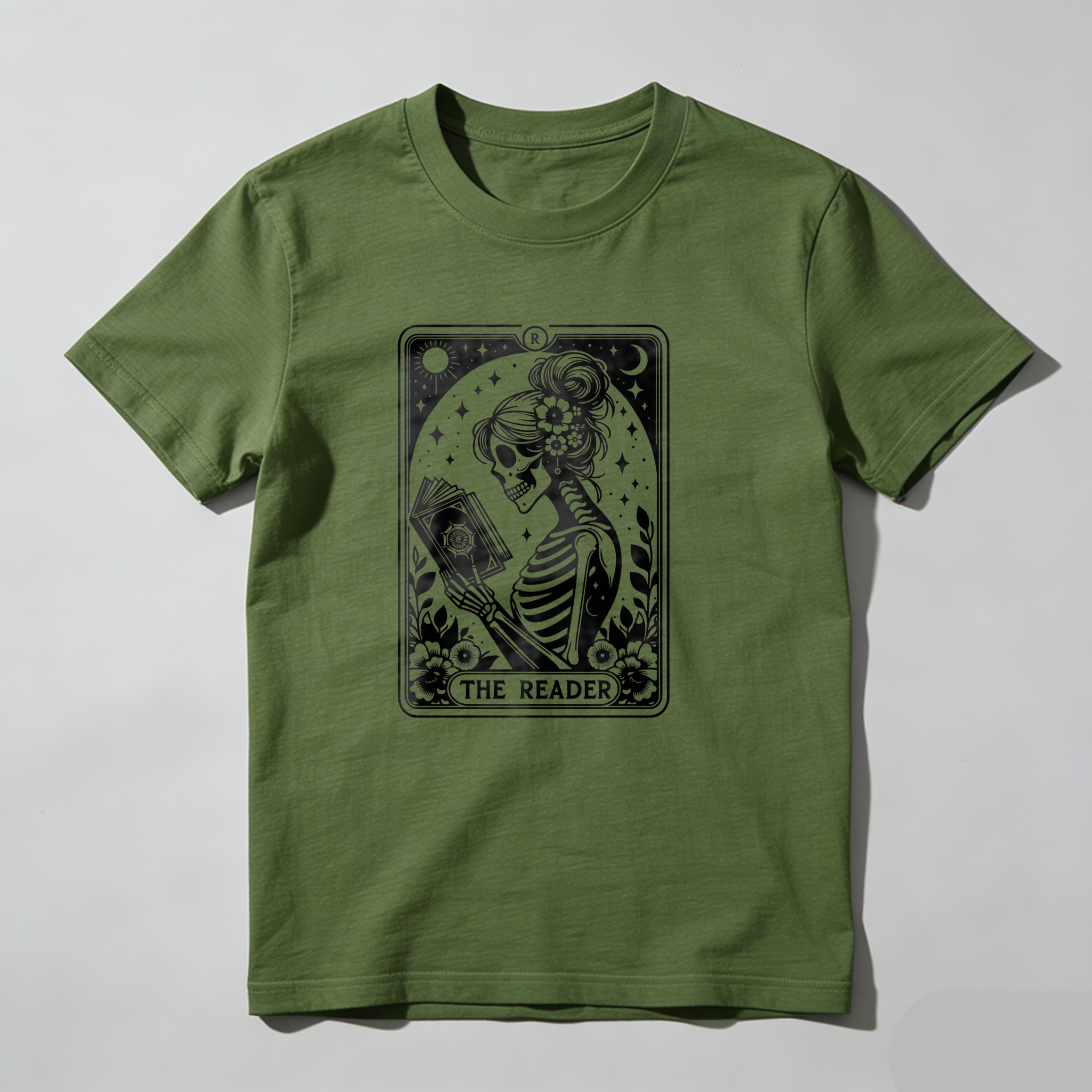 Dorawear The Reader Tarot Card Skeleton Reading T Shirt (1)
