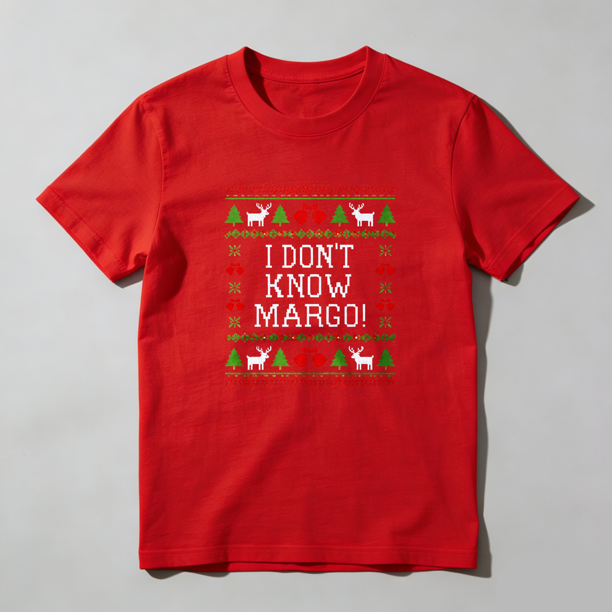 Dorawear™ I Don't Know Margo Christmas Pattern Pure Cotton Short Sleeve T Shirt-Dorawear