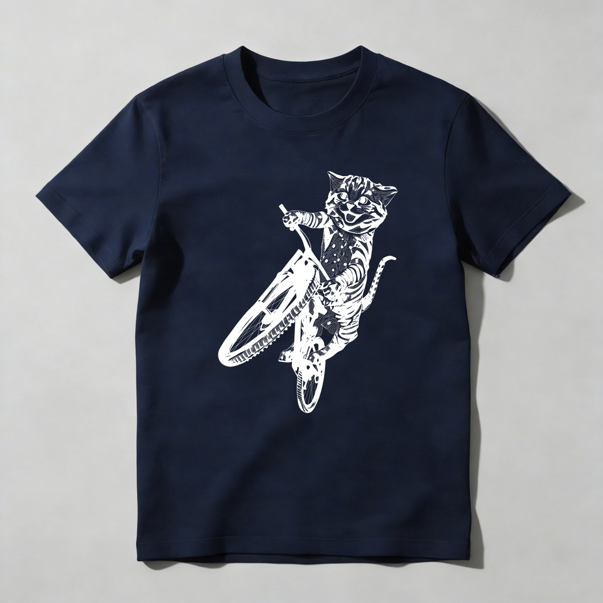Dorawear™ Cat Riding Bicycle With Stars And Stripes T Shirt