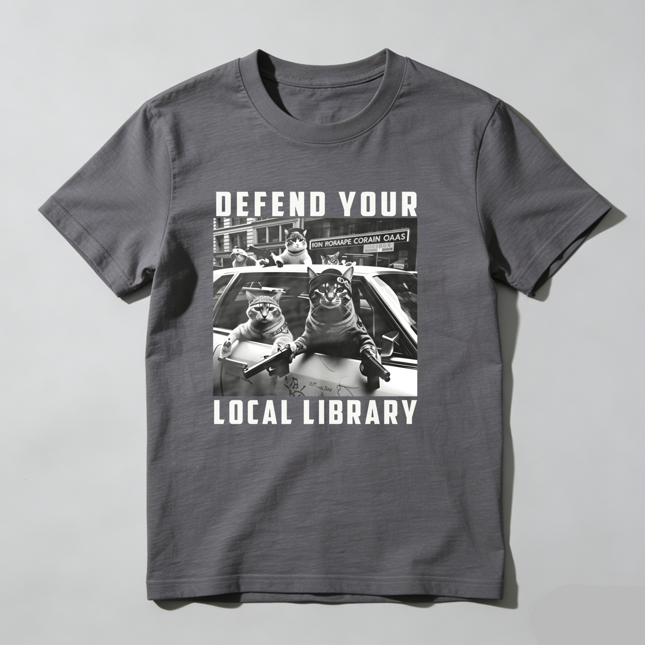 Dorawear™ Defend Your Local Library Cats In Car T Shirt
