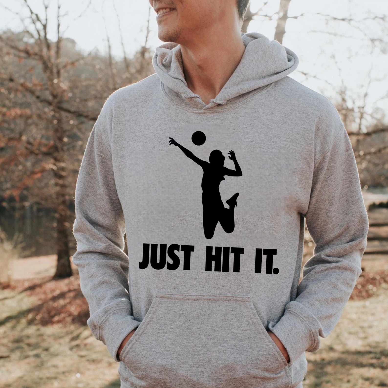 Dorawear™ Just Hit It Volleyball Hoodie For Women Men Sport Sweatshirt With Pocket And Drawstring Cap Sleeve Pullover Top-Dorawear