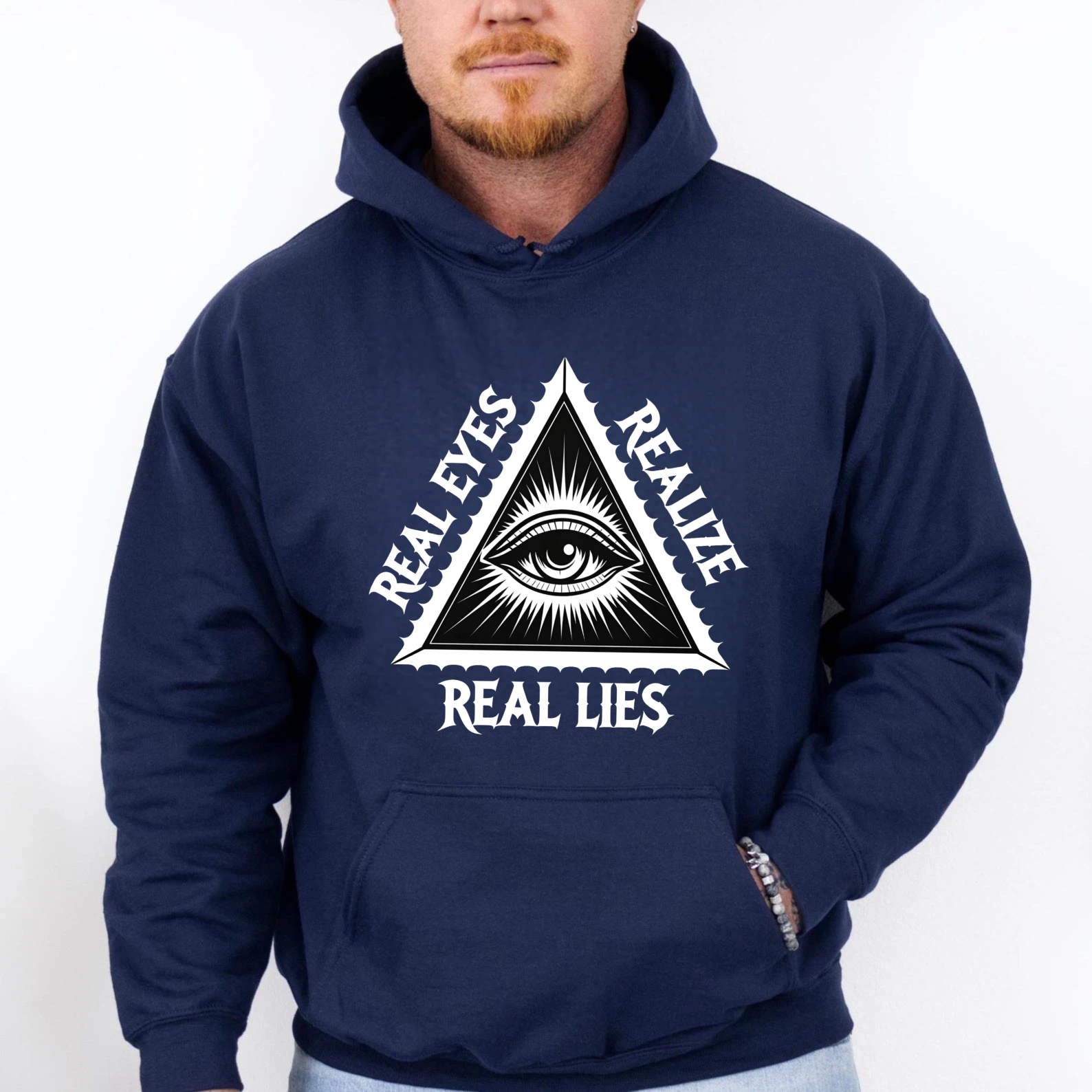 Dorawear™ Real Eyes Realize Real Lies Hoodie All Seeing Eye Symbol Black Sweatshirt Unisex Casual Wear Graphic Pullover Top-Dorawear