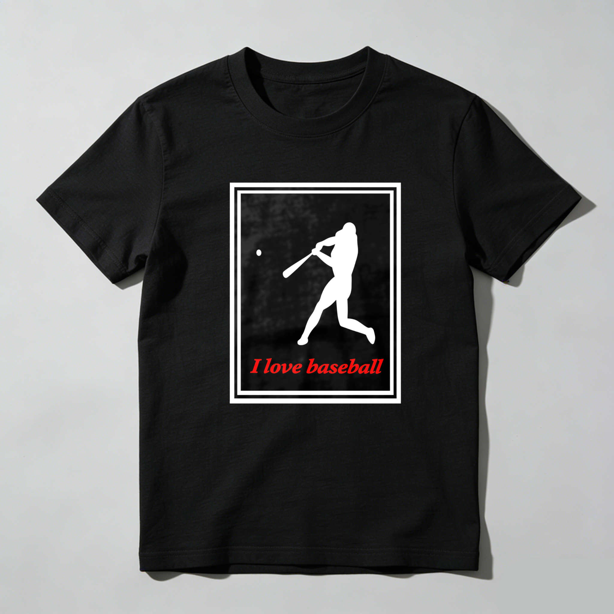 Dorawear™ Baseball Player Silhouette With Text I Love Baseball  T Shirt