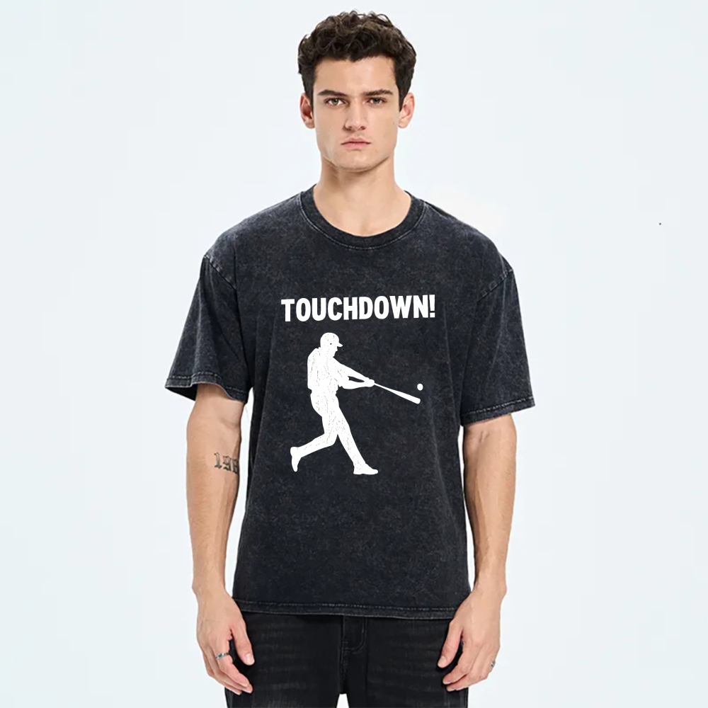 Dorawear™  Touchdown Baseball Player Silhouette Washed Cotton T-Shirt