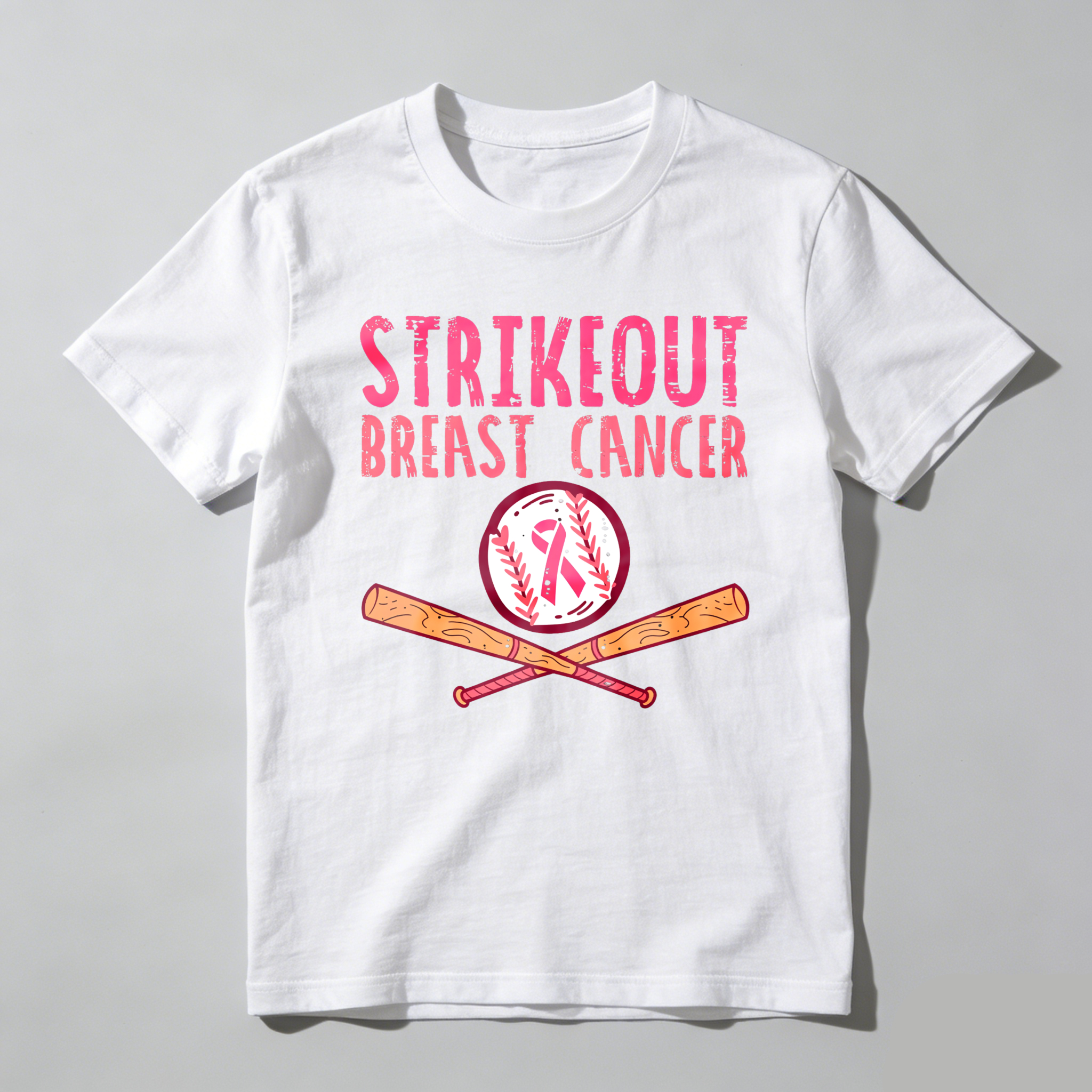 Dorawear™ Strikeout Breast Cancer With Baseball And Bats  T Shirt-Dorawear