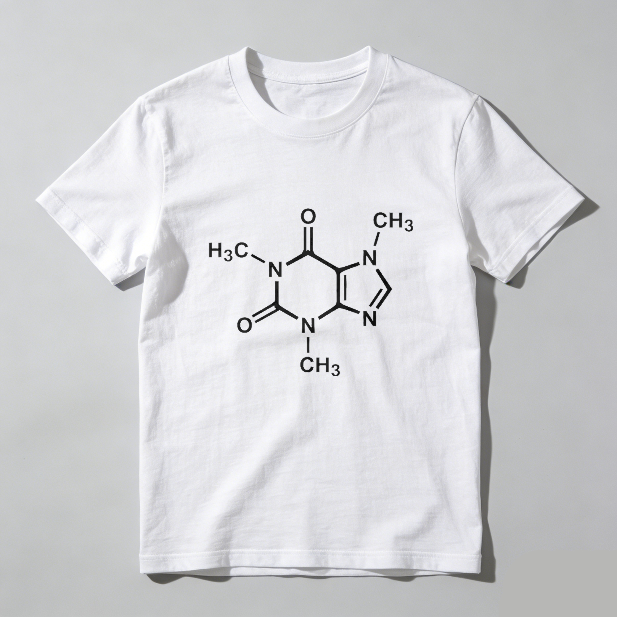 Dorawear™ Caffeine Molecule Design Pure Cotton Short Sleeve T Shirt-Dorawear