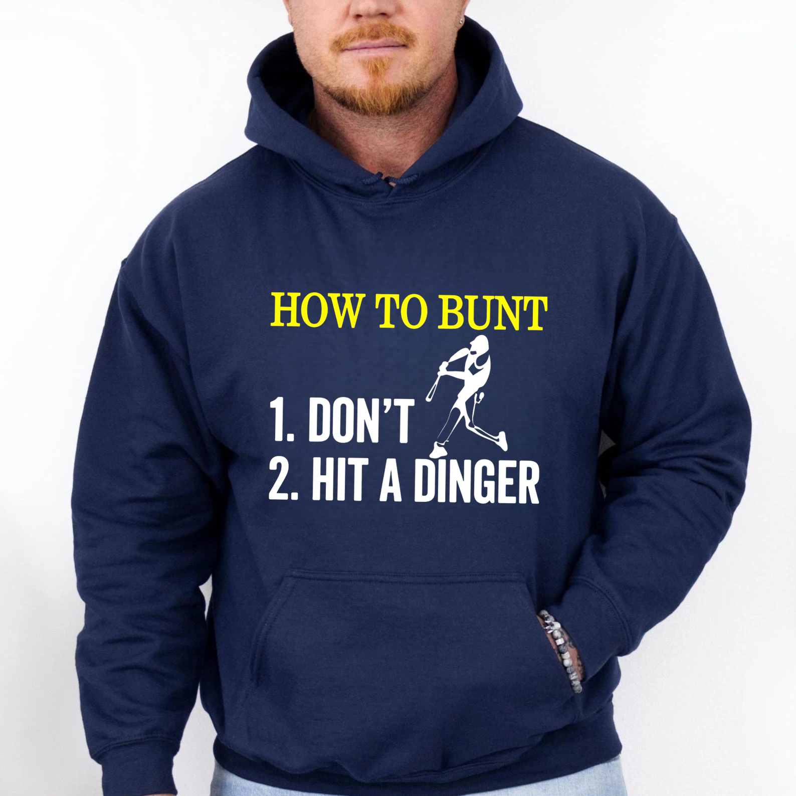 Dorawear™ How To Bunt Dont Hit A Dinger Baseball Hoodie For Men And Women Funny Sports Sweatshirt With Pocket And Drawstring Hood-Dorawear
